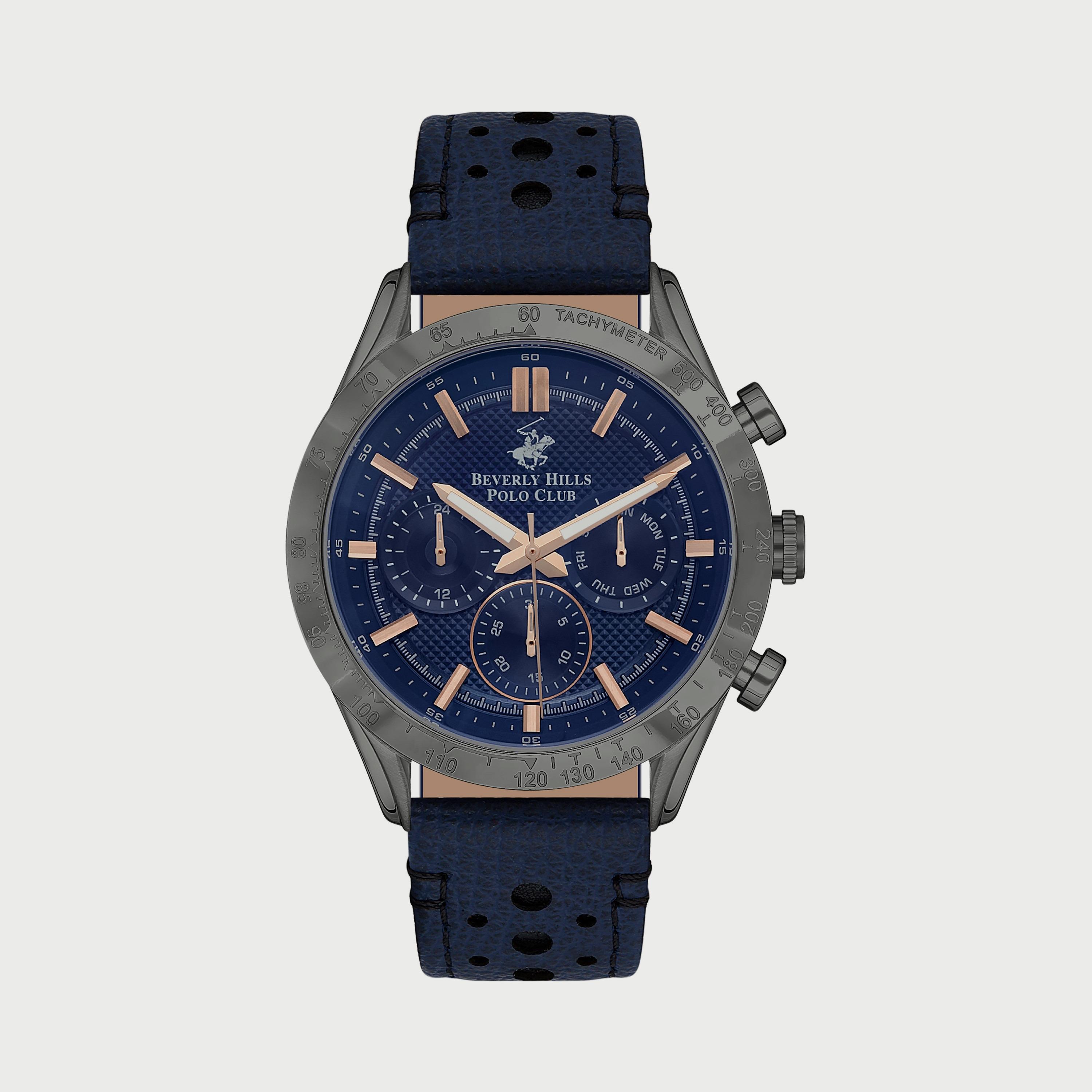  BP3317X099 ساعة يد كرونوغراف للرجال بلون أزرق وسوارجلدي من بيفرلي هيلز بولو كلوب -men-watchesandjewellery-watches-image-1