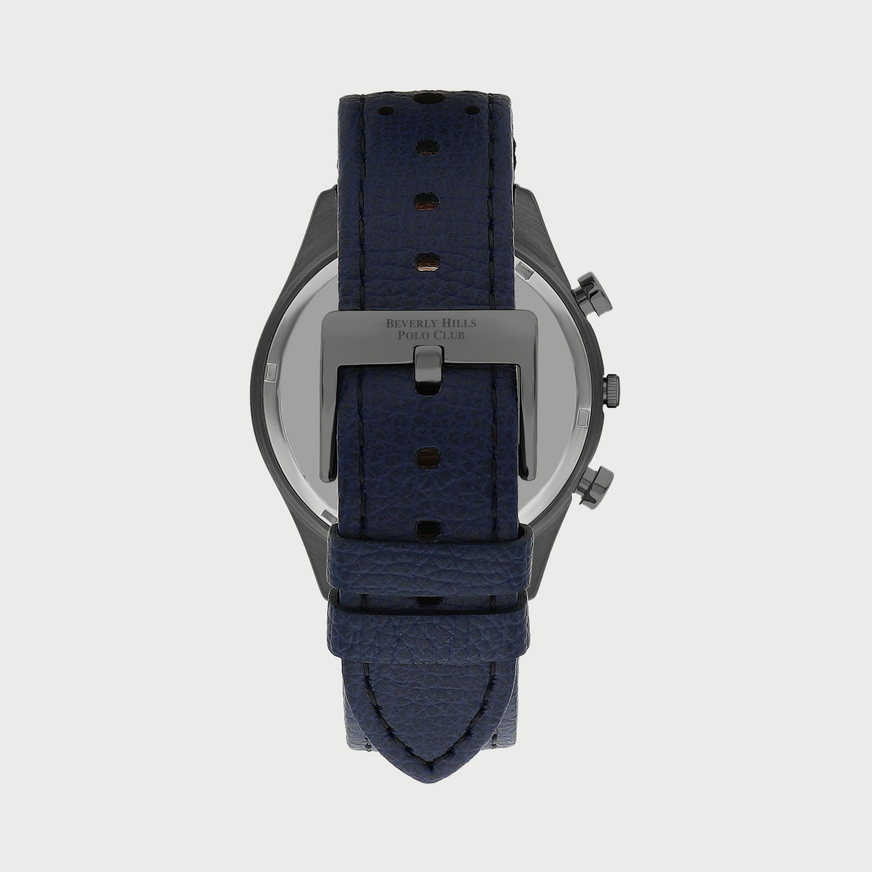  BP3317X099 ساعة يد كرونوغراف للرجال بلون أزرق وسوارجلدي من بيفرلي هيلز بولو كلوب -men-watchesandjewellery-watches-image-3