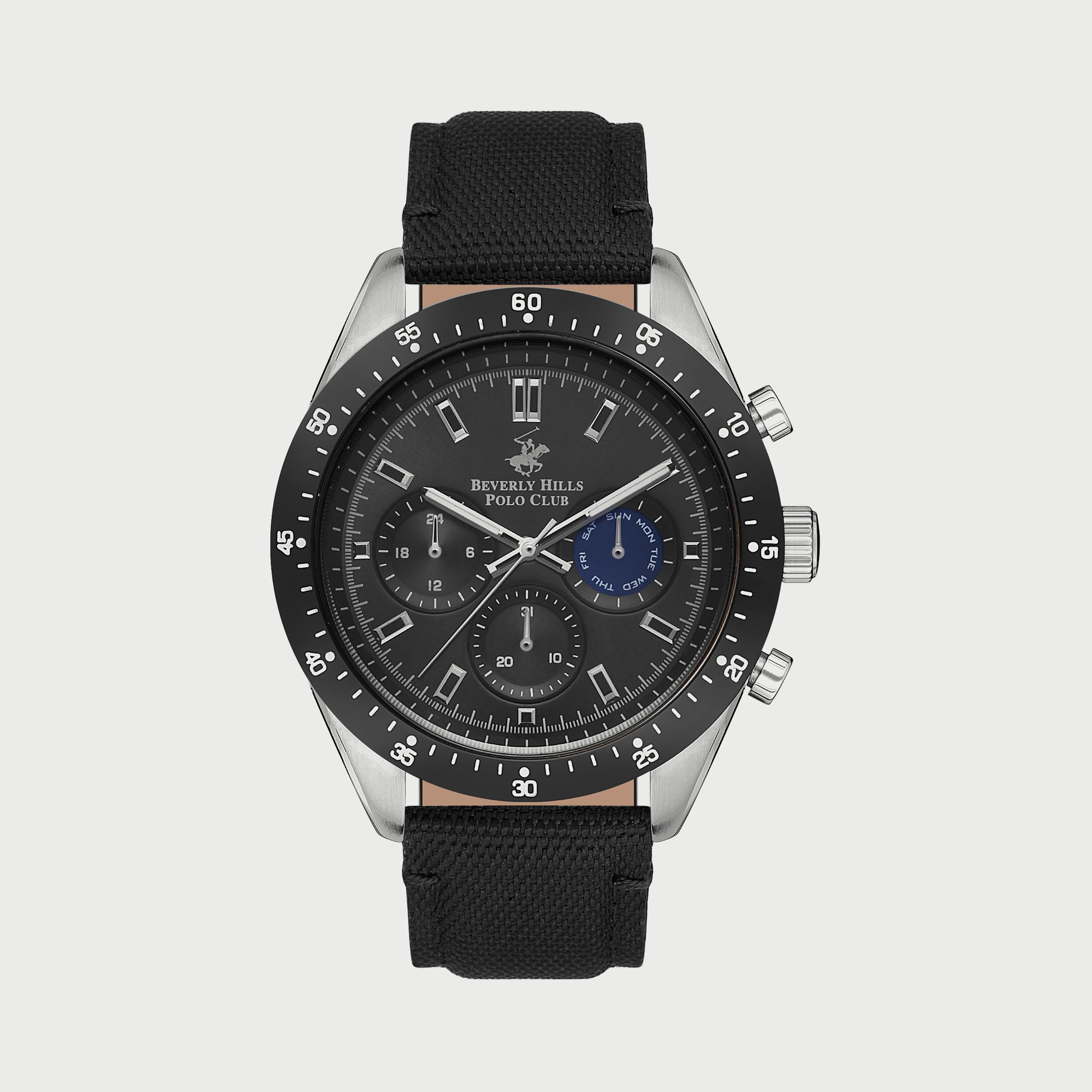  BP3359X351 ساعة كرونوغراف للرجال بسوار جلدي الأسود من بيفرلي هيلز بولو كلوب -men-watchesandjewellery-watches-image-1