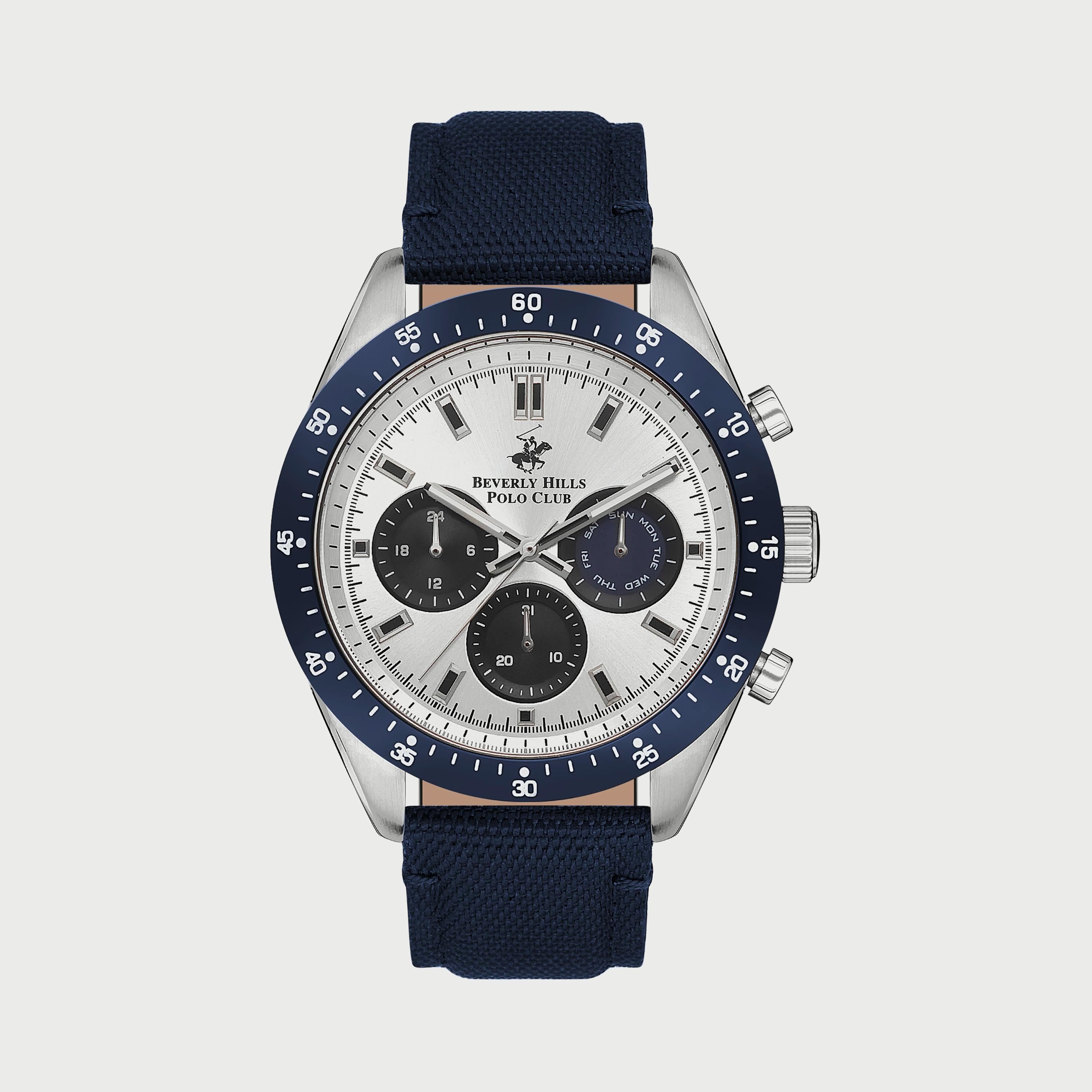  BP3359X339 ساعة يد كرونوغراف للرجال بلون أزرق وسوارجلدي من بيفرلي هيلز بولو كلوب -men-watchesandjewellery-watches-image-1