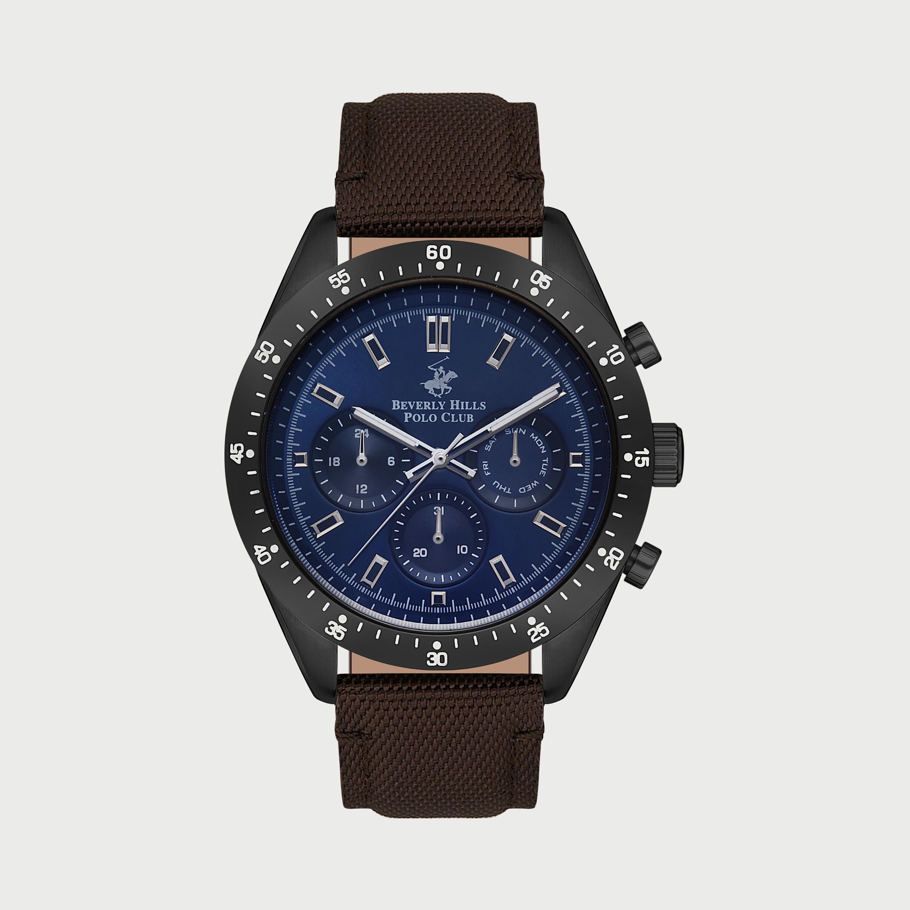  BP3359X692 ساعة يد كرونوغراف للرجال بلون بني غامق وسوارجلدي من بيفرلي هيلز بولو كلوب -men-watchesandjewellery-watches-image-1