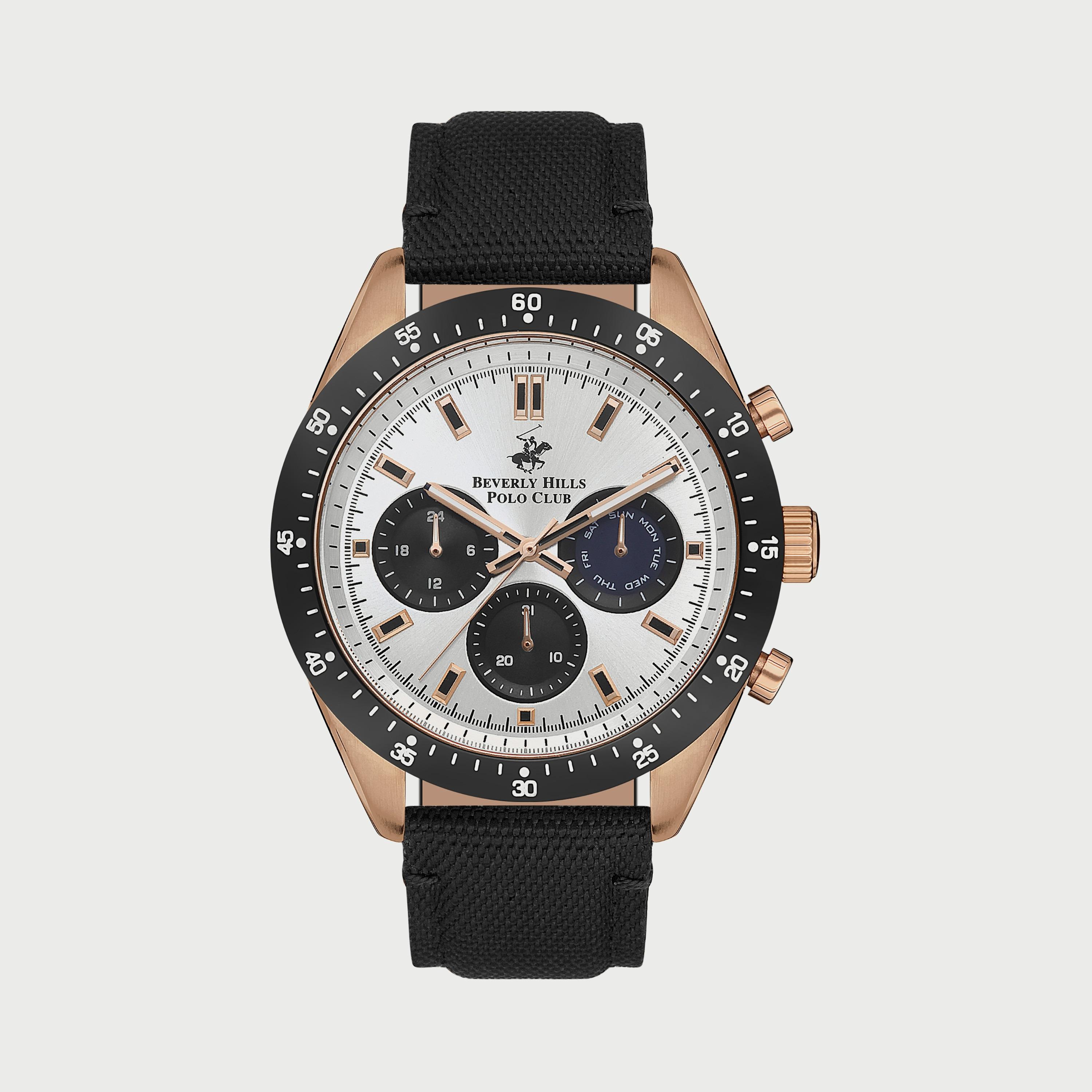  BP3359X431 ساعة كرونوغراف للرجال بسوار جلدي الأسود من بيفرلي هيلز بولو كلوب -men-watchesandjewellery-watches-image-1