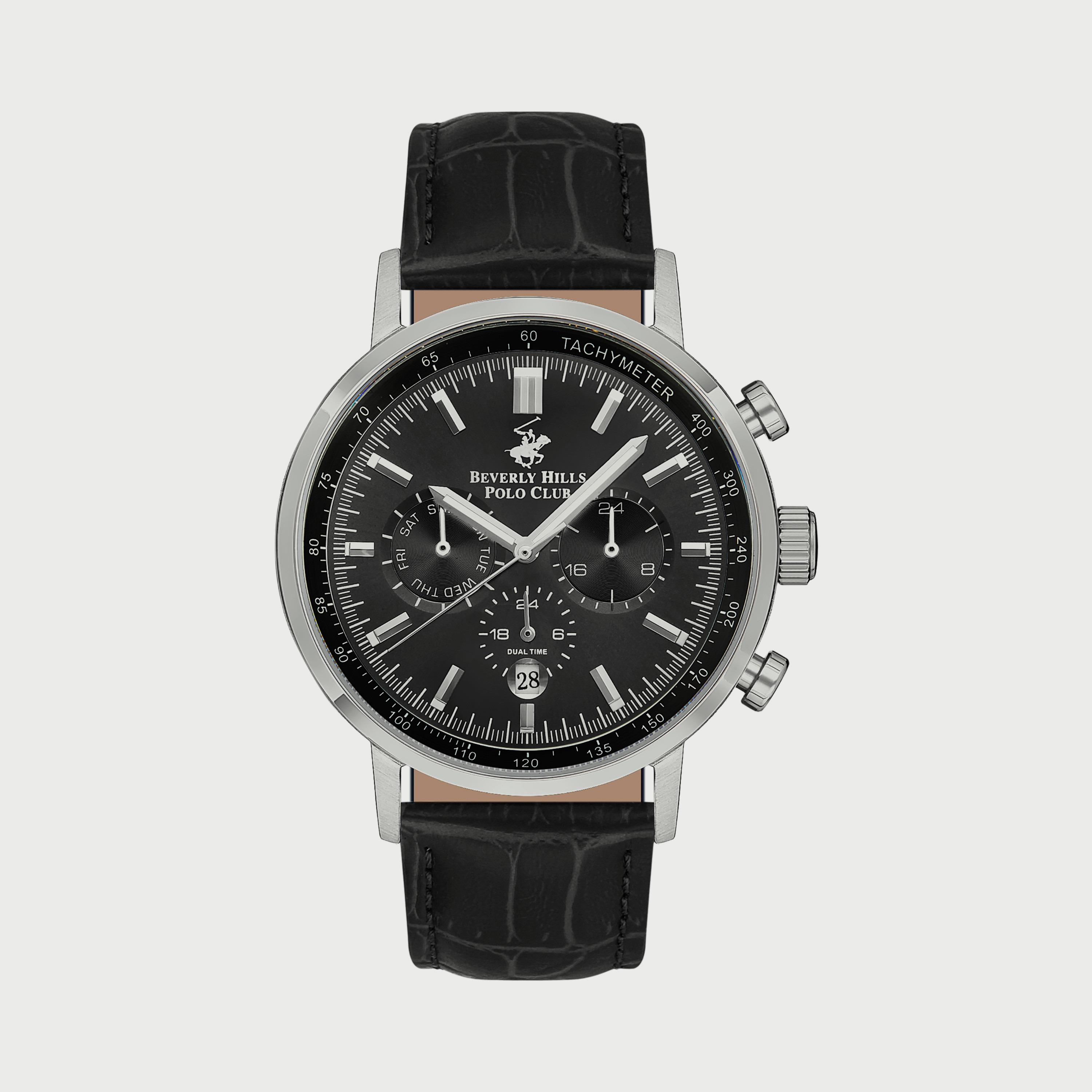 Beverly Hills Polo Club Men's Black Chronograph Leather Strap Watch - BP3303X351-men-watchesandjewellery-watches-image-1