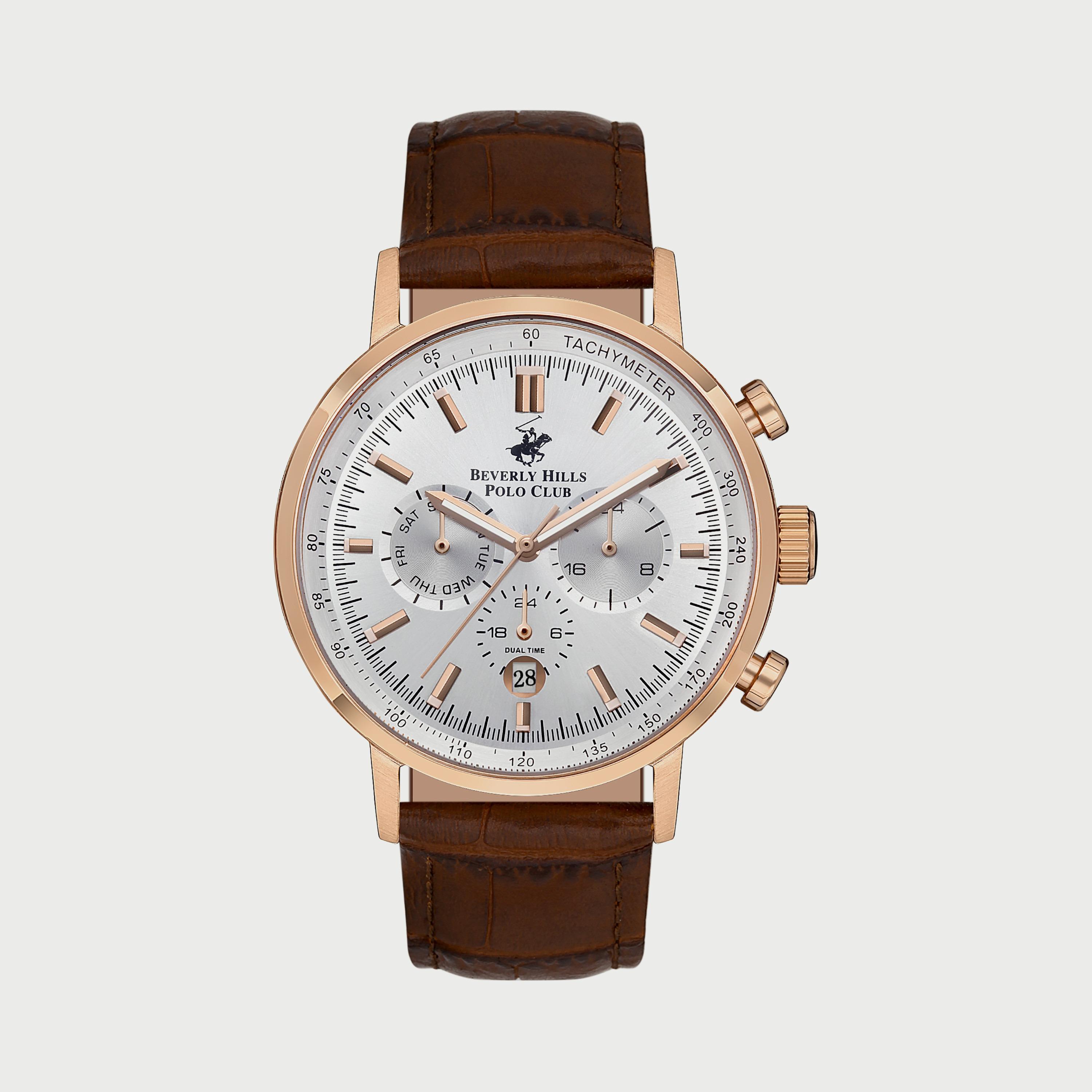  BP3303X432 ساعة يد كرونوغراف للرجال بلون بني وسوارجلدي من بيفرلي هيلز بولو كلوب -men-watchesandjewellery-watches-image-1