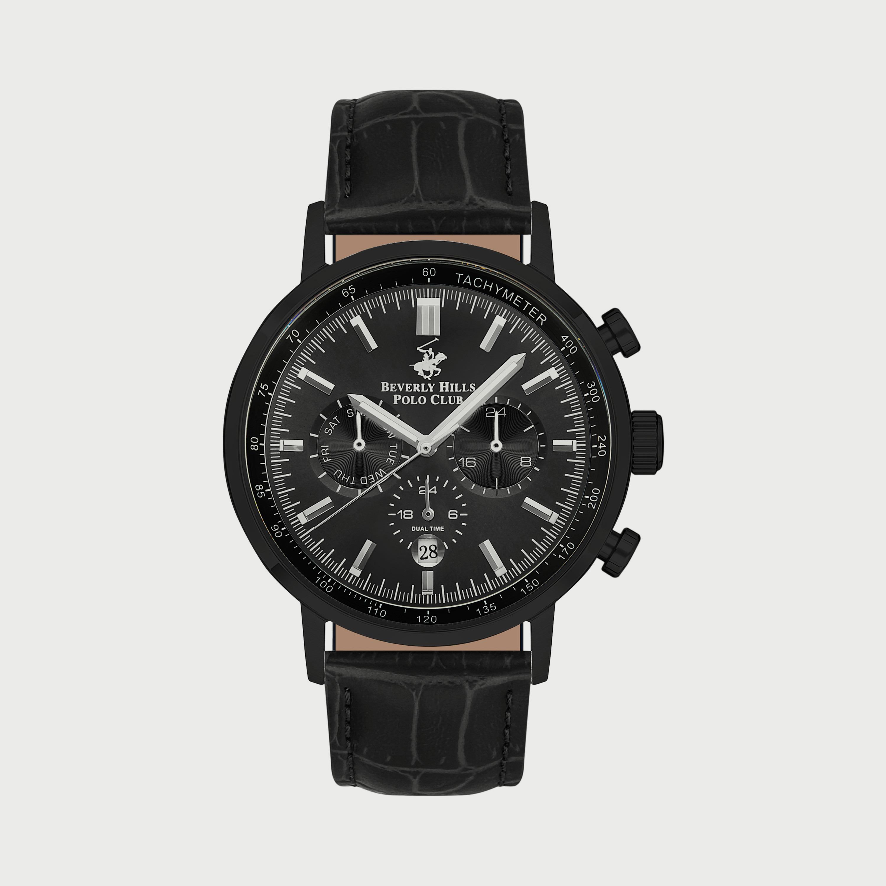  BP3303X651 ساعة كرونوغراف للرجال بسوار جلدي الأسود من بيفرلي هيلز بولو كلوب -men-watchesandjewellery-watches-image-1