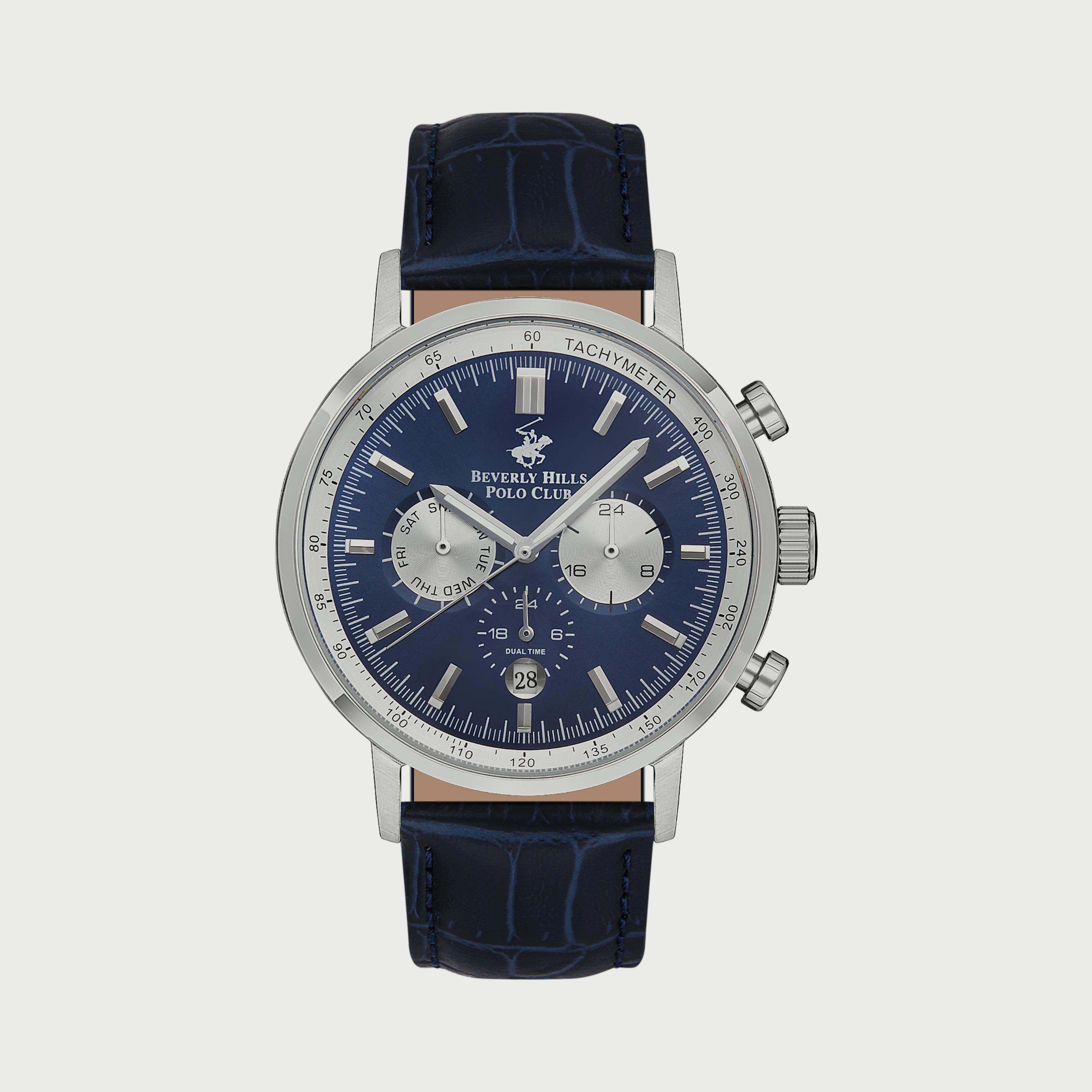  BP3303X399 ساعة يد كرونوغراف للرجال بلون أزرق وسوارجلدي من بيفرلي هيلز بولو كلوب -men-watchesandjewellery-watches-image-1