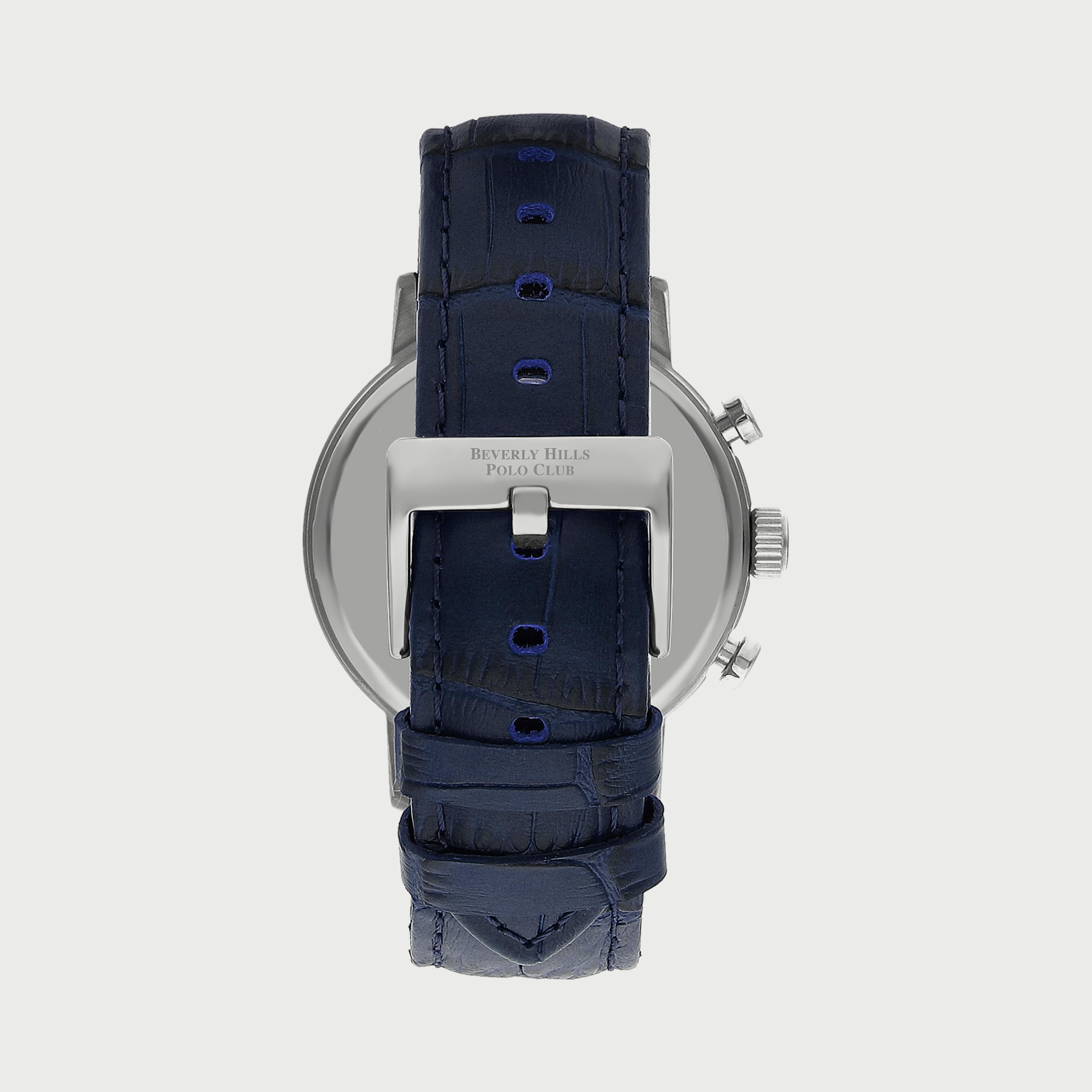  BP3303X399 ساعة يد كرونوغراف للرجال بلون أزرق وسوارجلدي من بيفرلي هيلز بولو كلوب -men-watchesandjewellery-watches-image-3