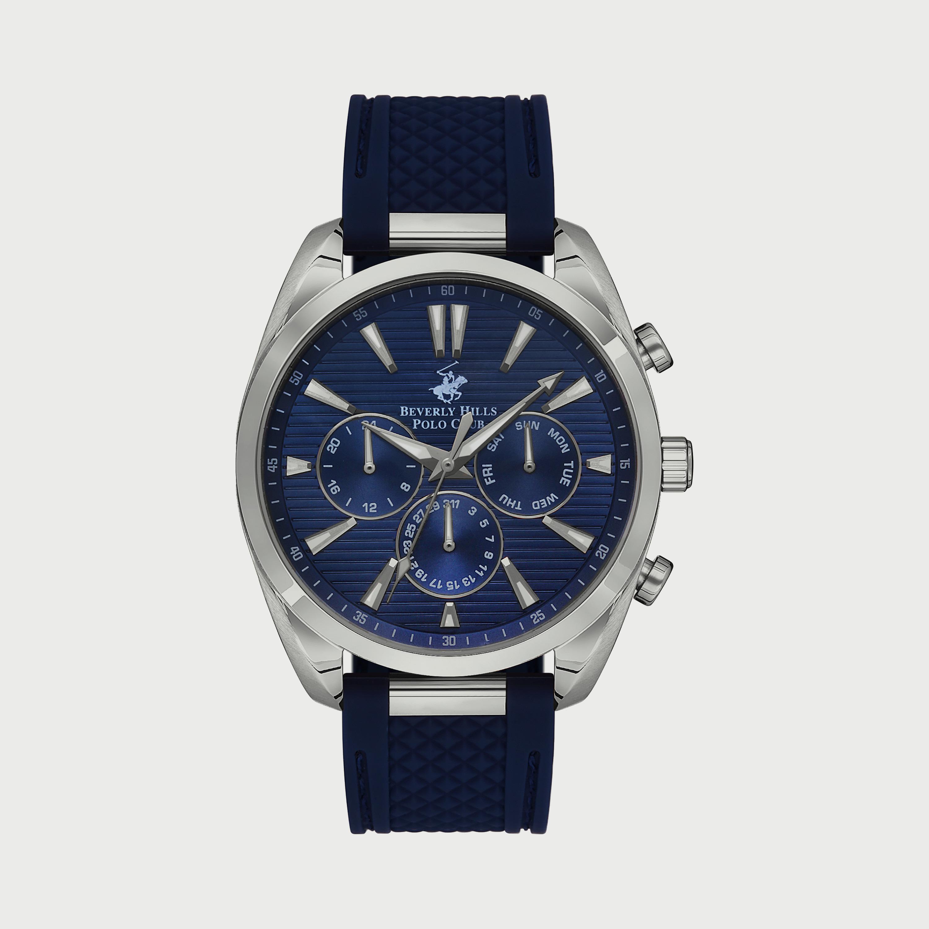  BP3337X399 ساعة يد كرونوغراف للرجال بلون أزرق وسوارسليكون من بيفرلي هيلز بولو كلوب -men-watchesandjewellery-watches-image-1