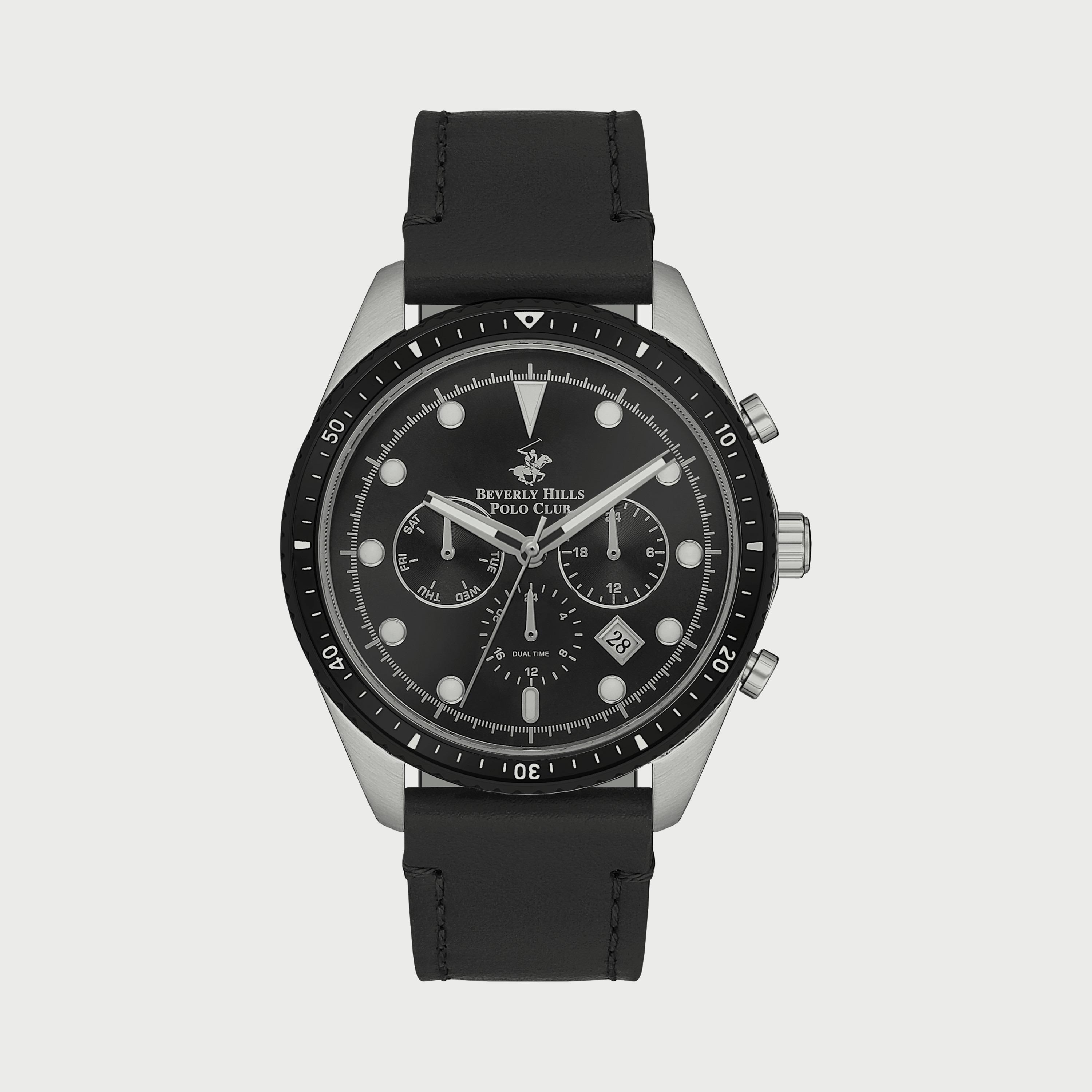  BP3355X351 ساعة كرونوغراف للرجال بسوار جلدي الأسود من بيفرلي هيلز بولو كلوب -men-watchesandjewellery-watches-image-1