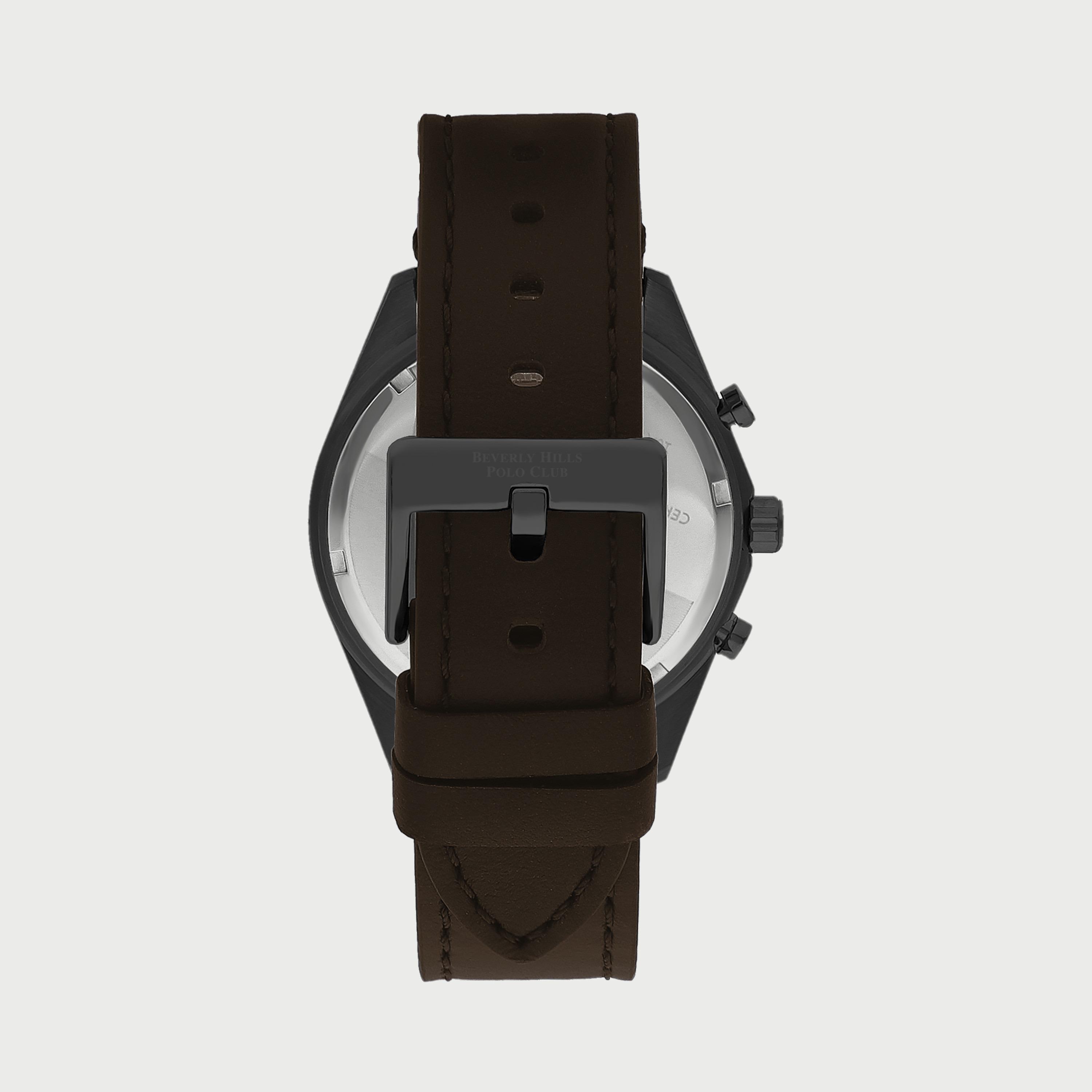 BP3355X062 ساعة يد كرونوغراف للرجال بلون بني غامق وسوارجلدي من بيفرلي هيلز بولو كلوب -men-watchesandjewellery-watches-image-3