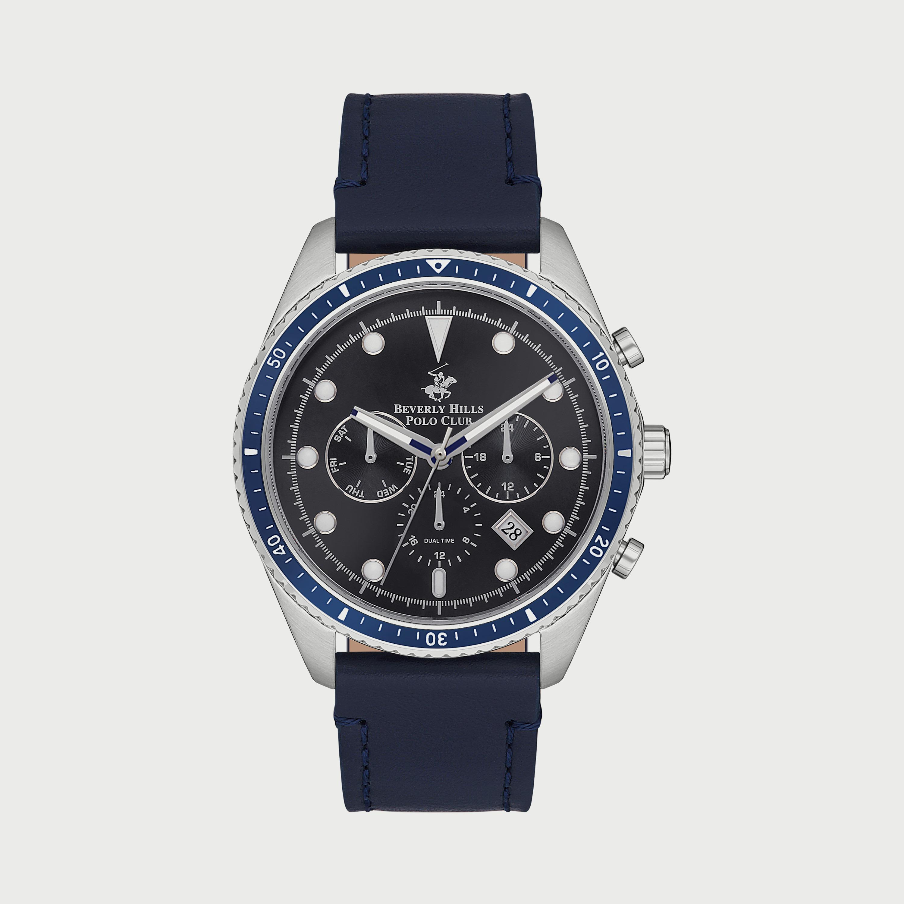  BP3355X399 ساعة كرونوغراف للرجال بسوار جلدي الكحلي من بيفرلي هيلز بولو كلوب -men-watchesandjewellery-watches-image-1
