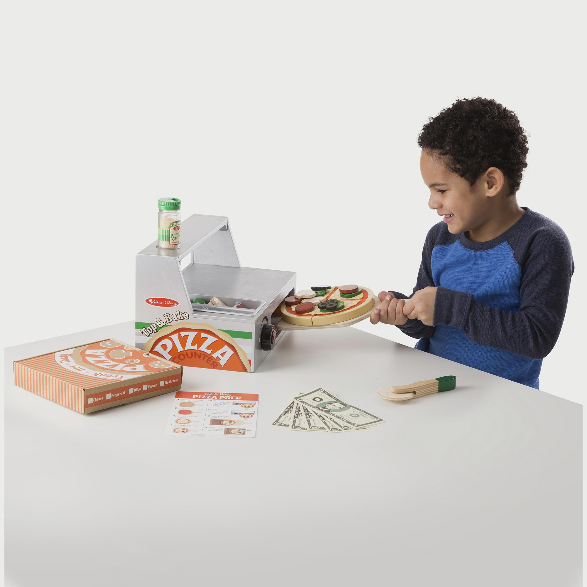 Melissa & doug top and bake wooden pizza counter play food set deals