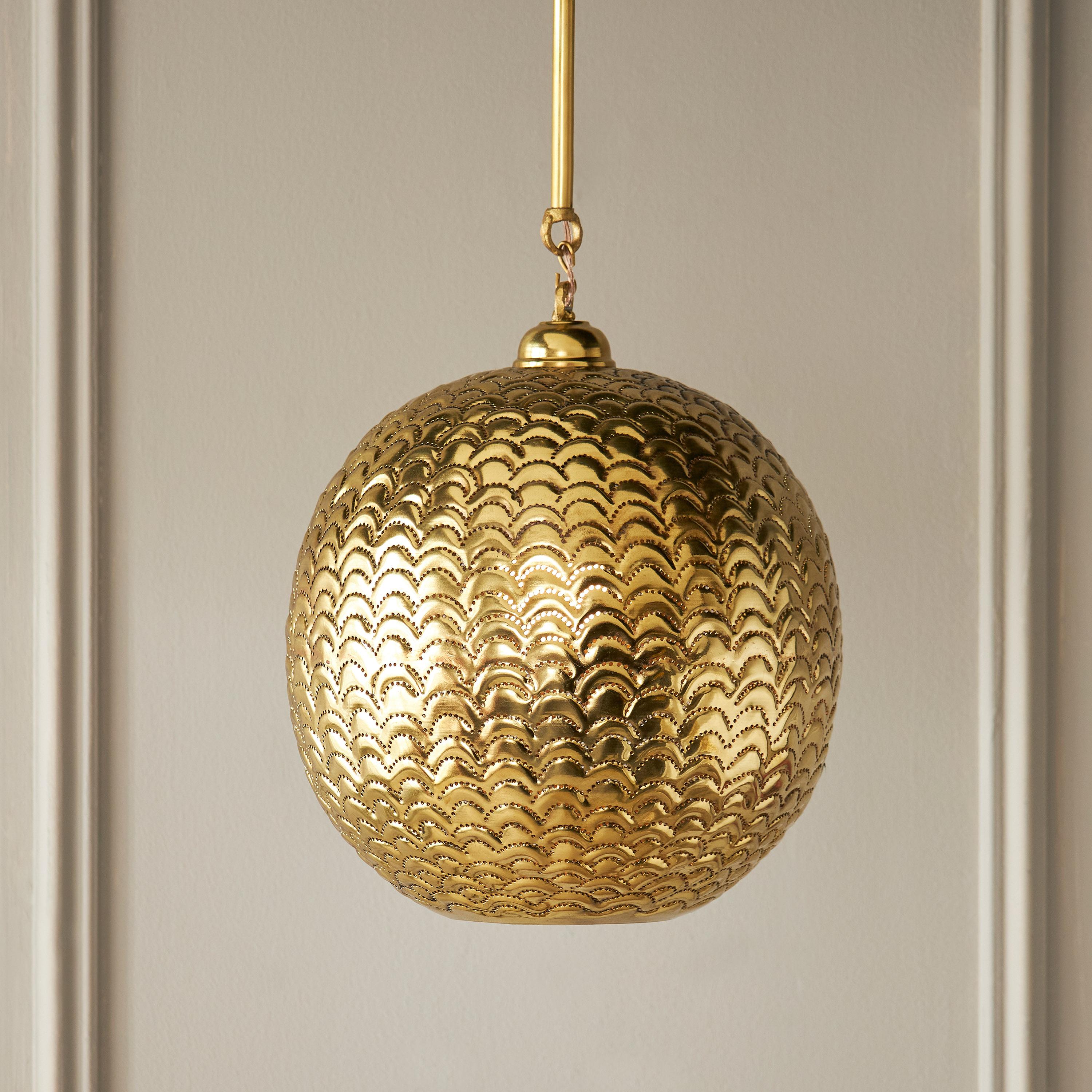 Handmade Brass Ball Pendant Lamp