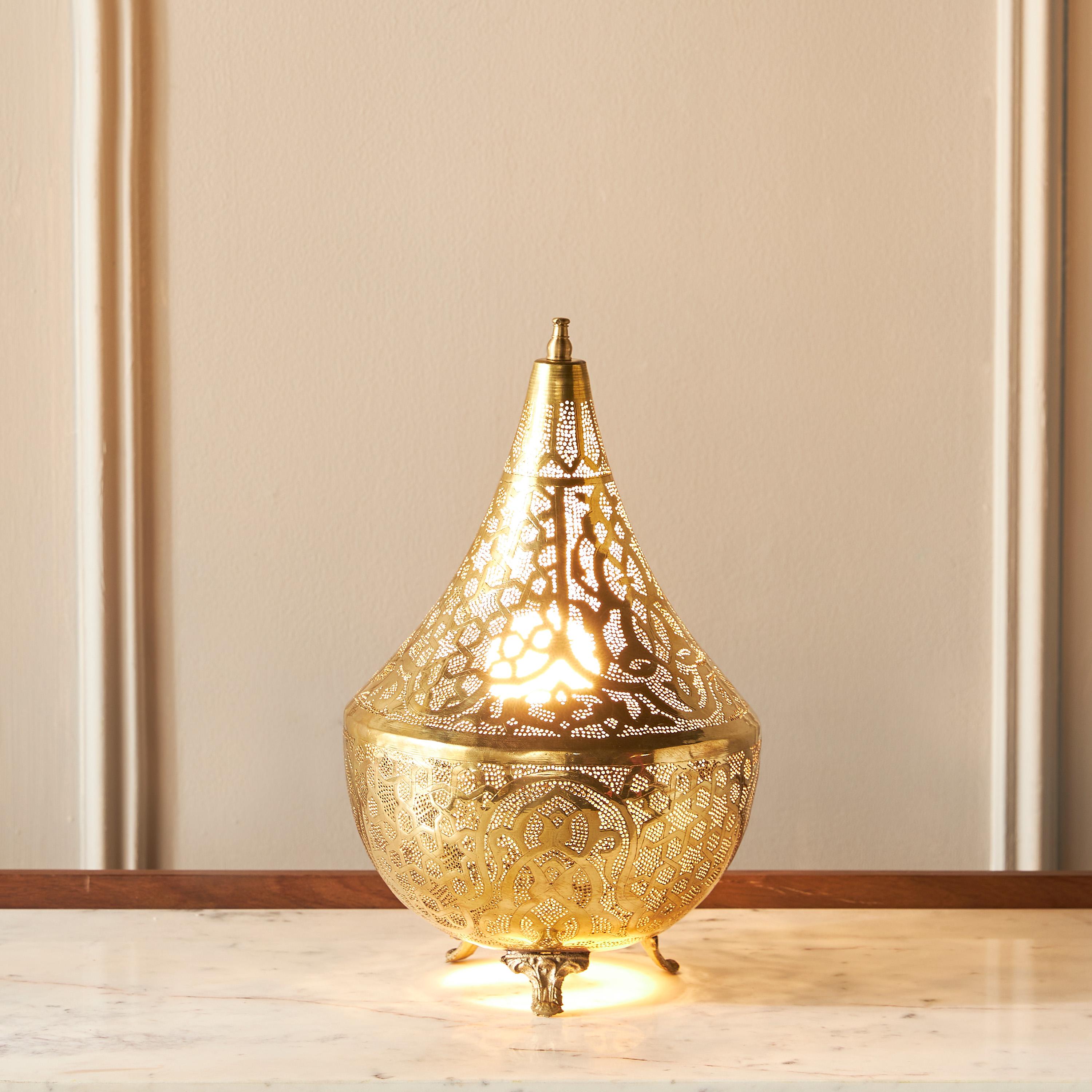 Glass and brass table shop lamp