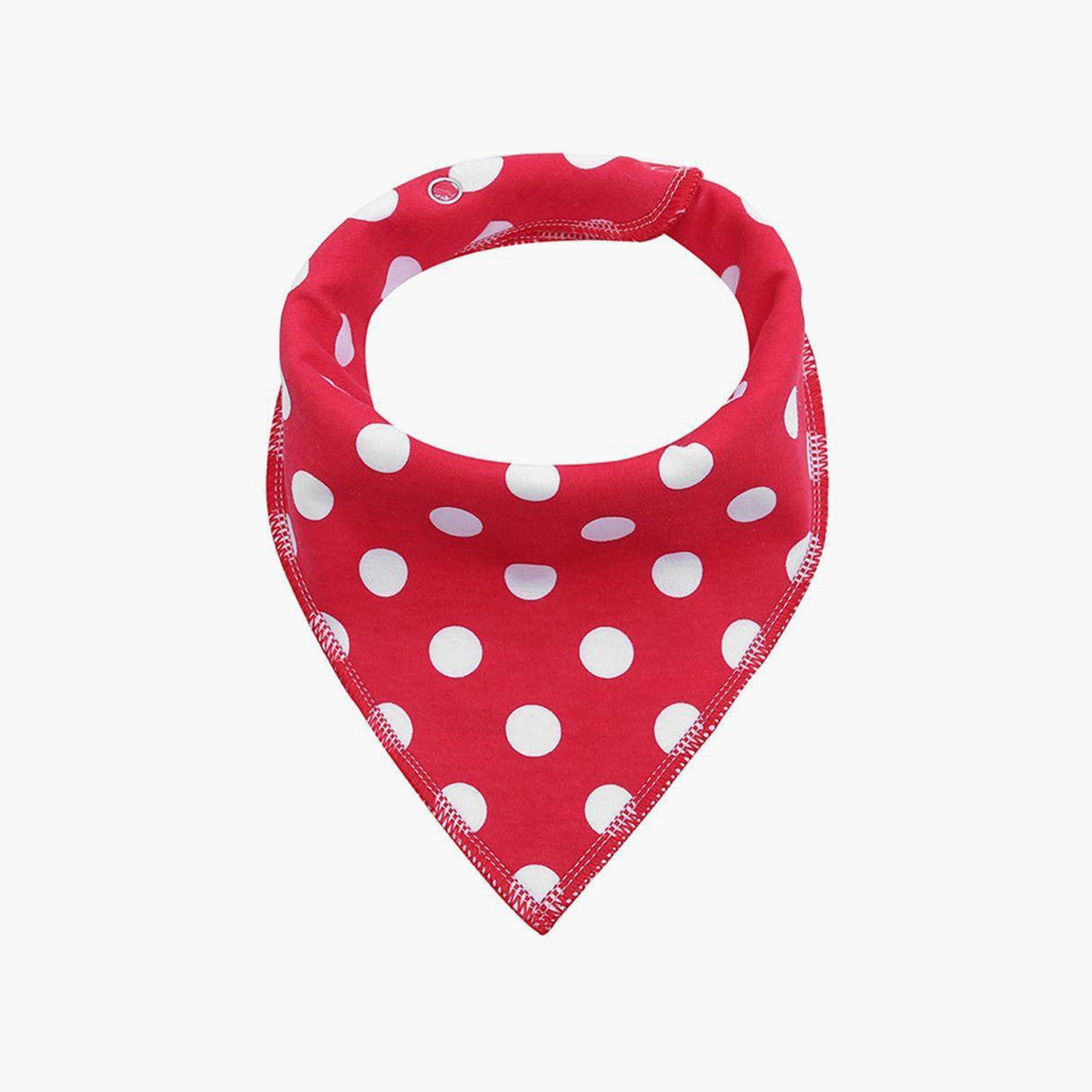 Eazy Kids Bandana Bibs Set Of 4 - Organic Cotton - Triangle Dots-baby-feeding-bibs-image-4