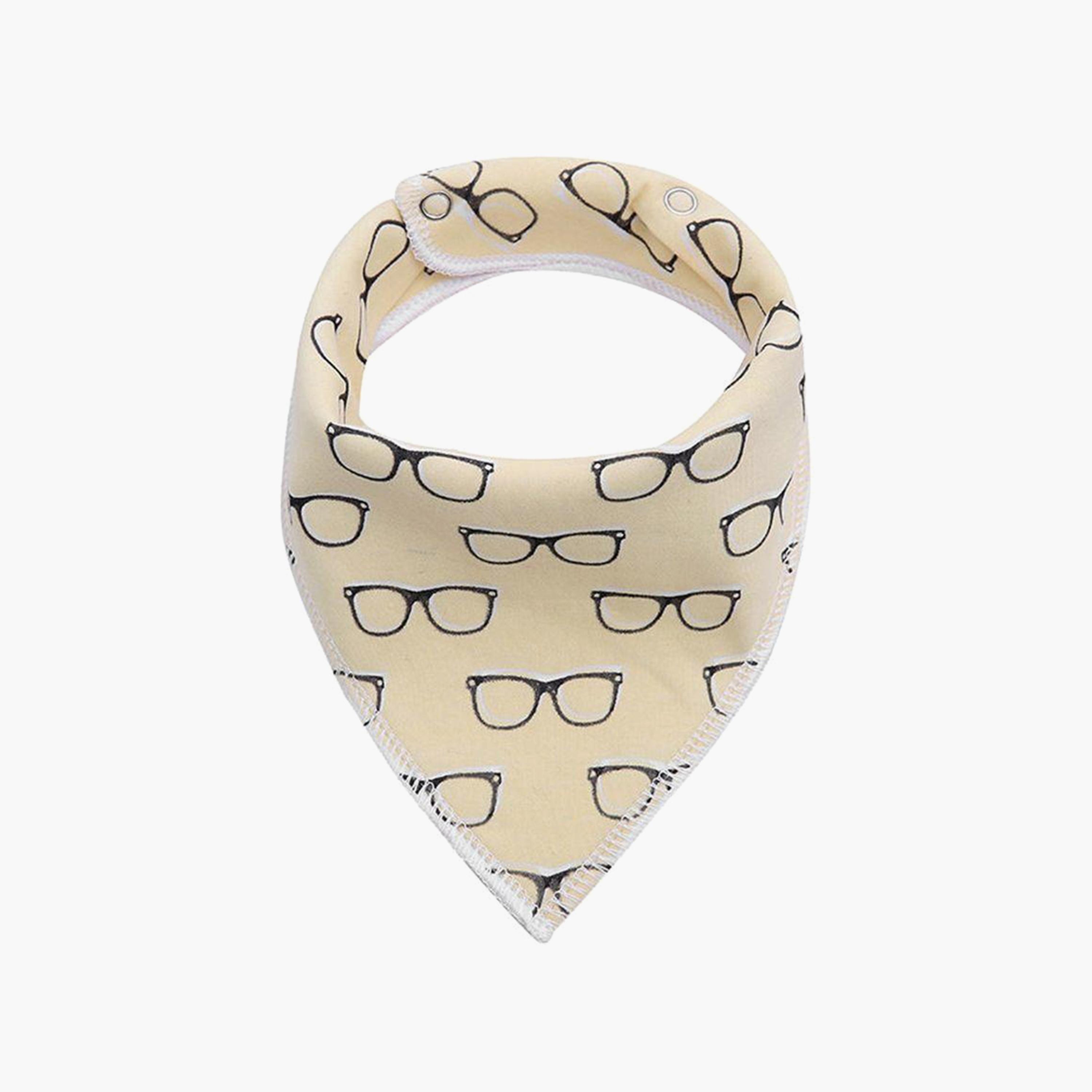 Eazy Kids Bandana Bibs Set Of 4 - Organic Cotton - Glasses Mustaches-baby-feeding-bibs-image-4