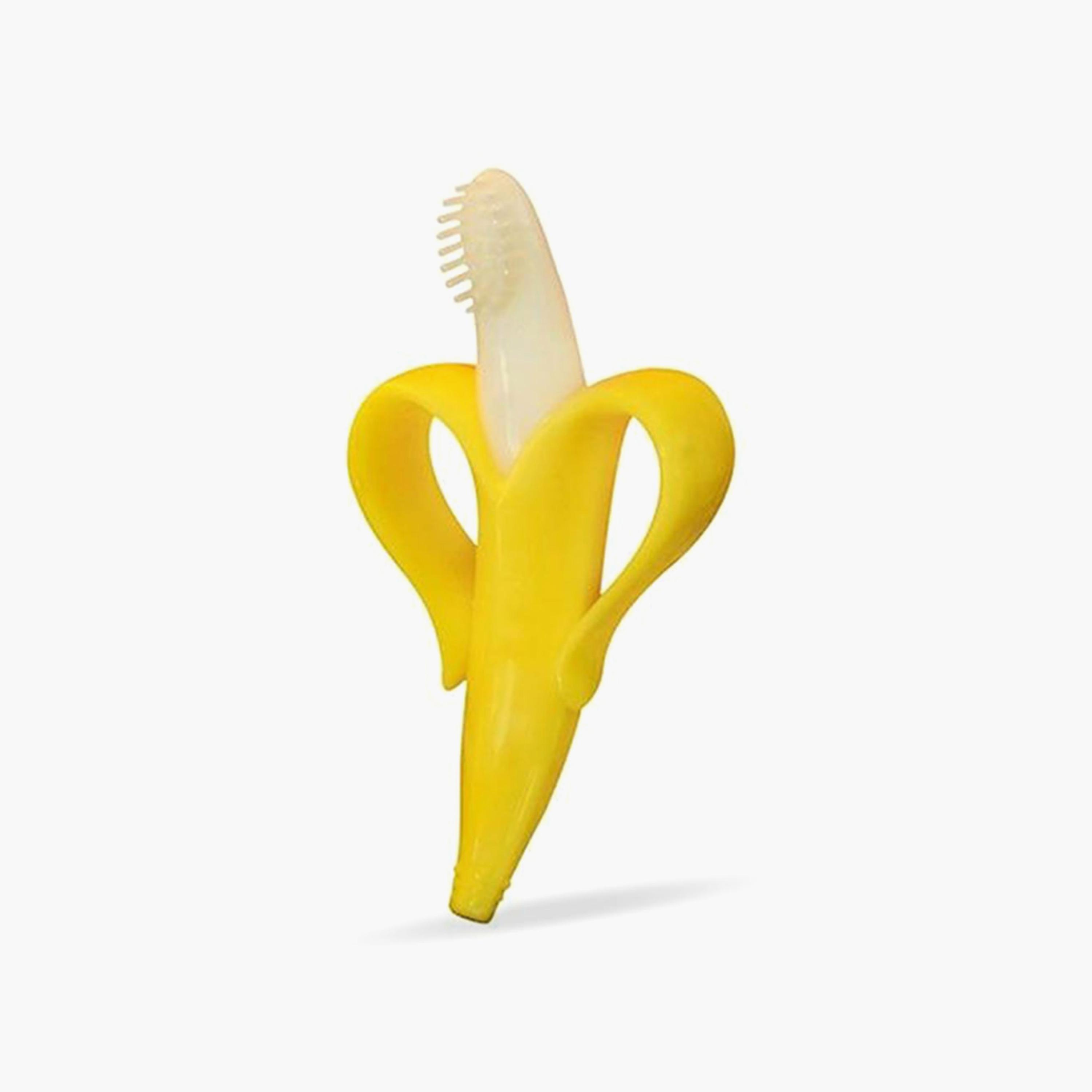 Eazy Kids - Baby Banana Toothbrush And Teether - Yellow-baby-feeding-teethers-image-1