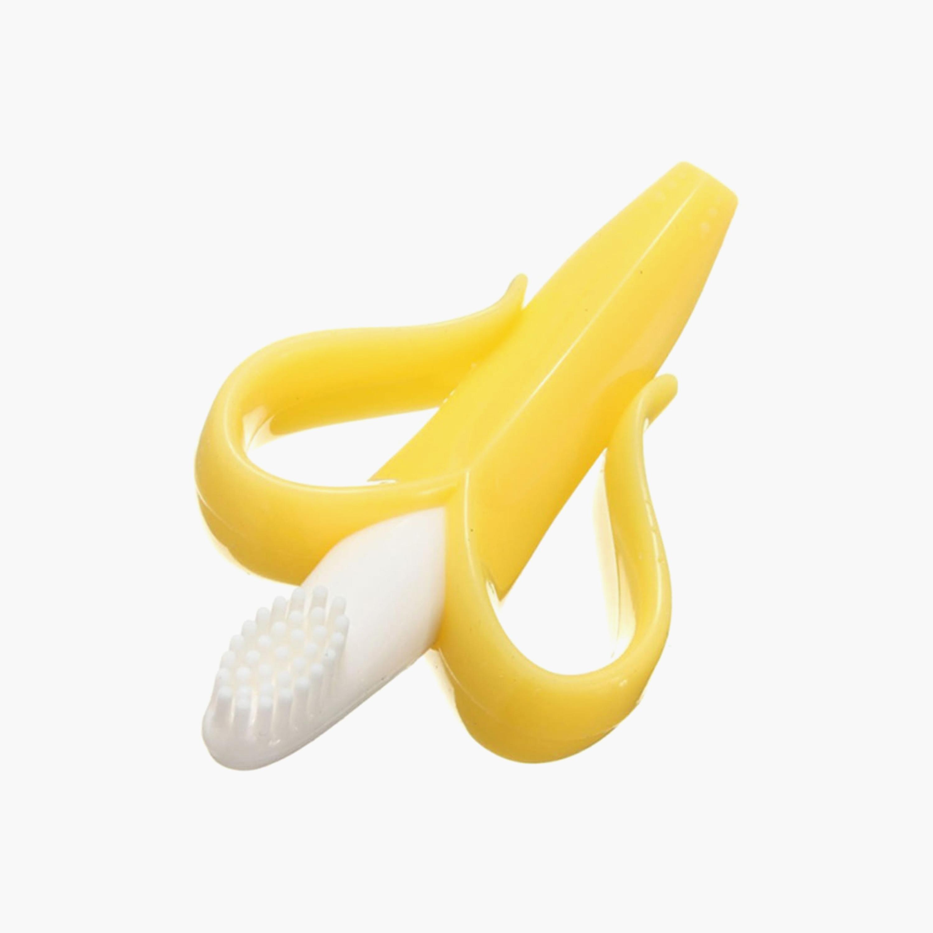 Eazy Kids - Baby Banana Toothbrush And Teether - Yellow-baby-feeding-teethers-image-2