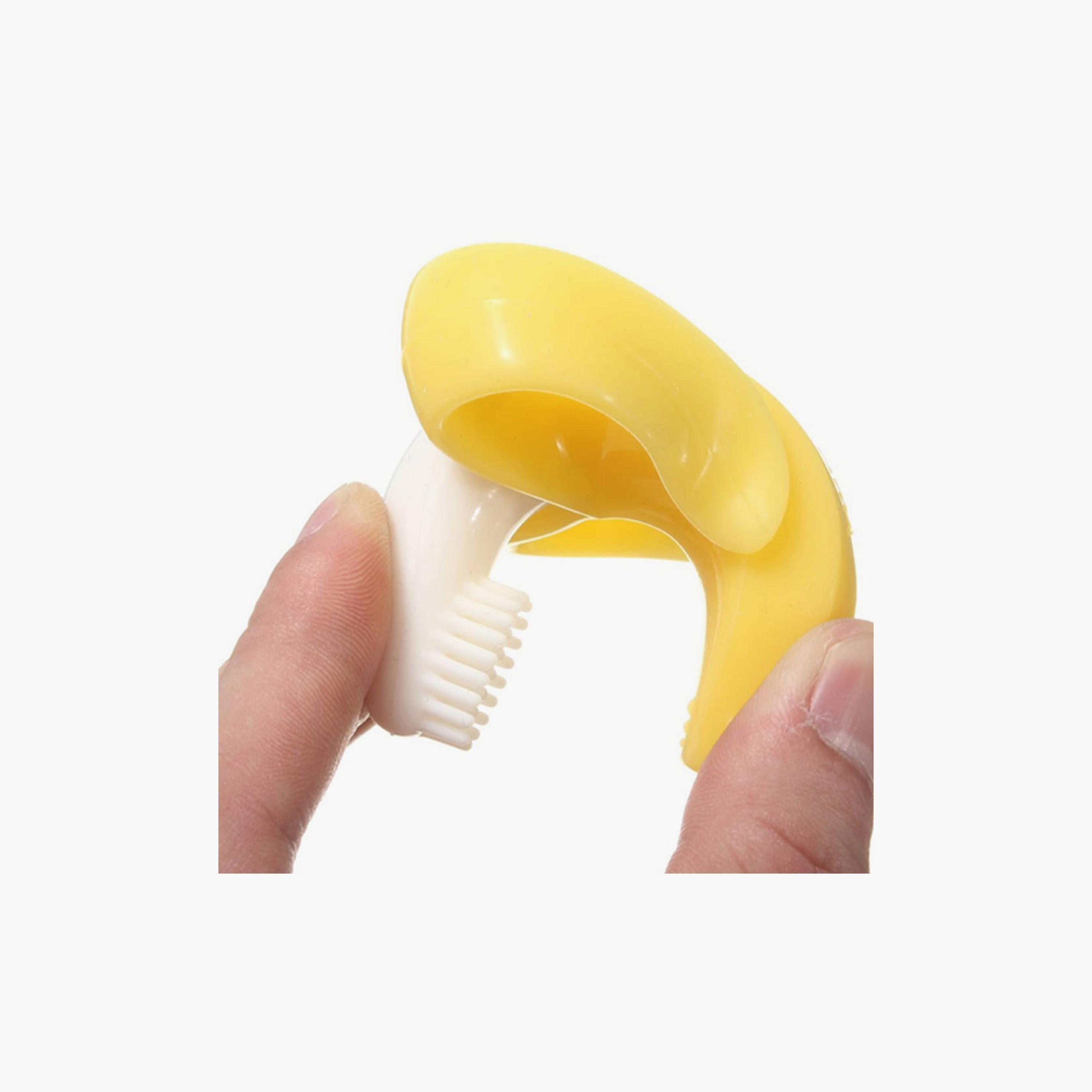 Eazy Kids - Baby Banana Toothbrush And Teether - Yellow-baby-feeding-teethers-image-4