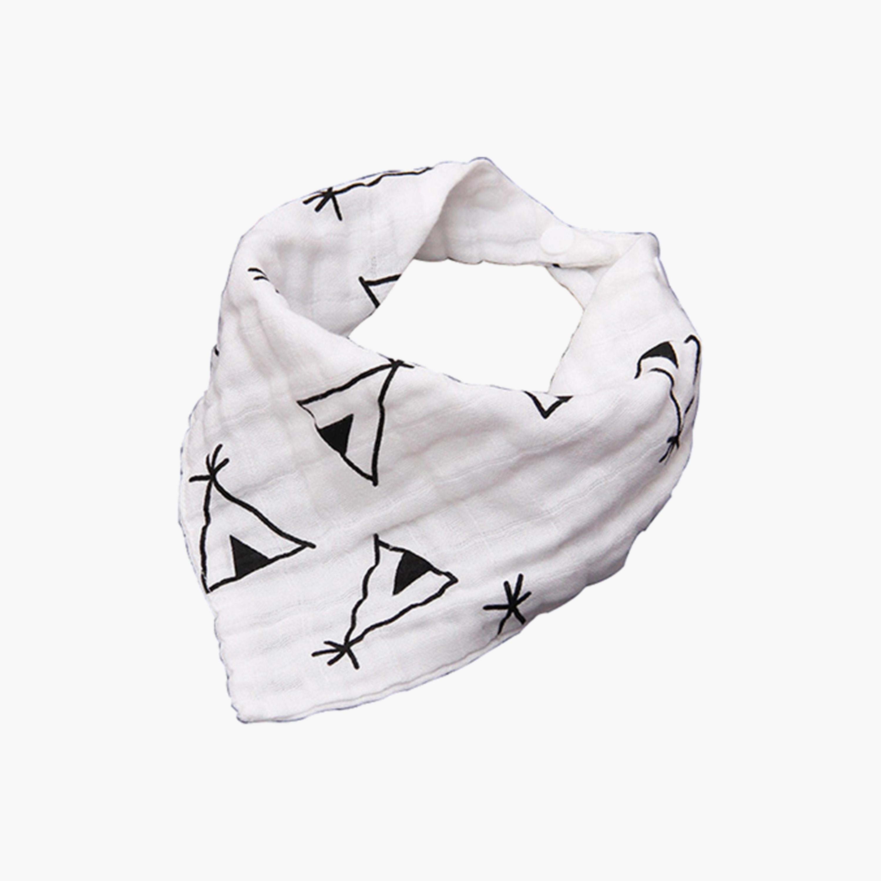 Muslin Bandana Bibs - Set Of 3 - Black & White-baby-feeding-bibs-image-2