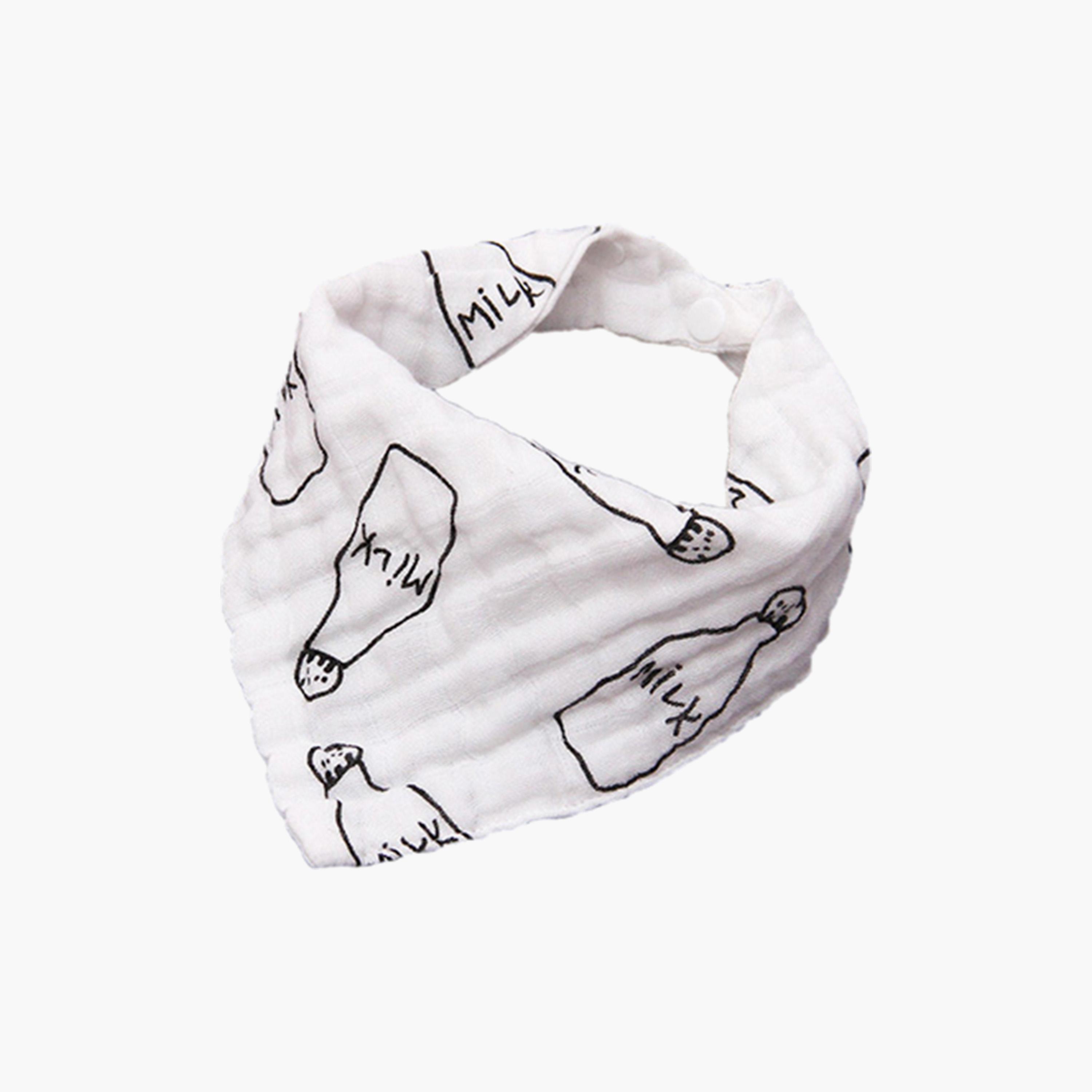 Muslin Bandana Bibs - Set Of 3 - Black & White-baby-feeding-bibs-image-3