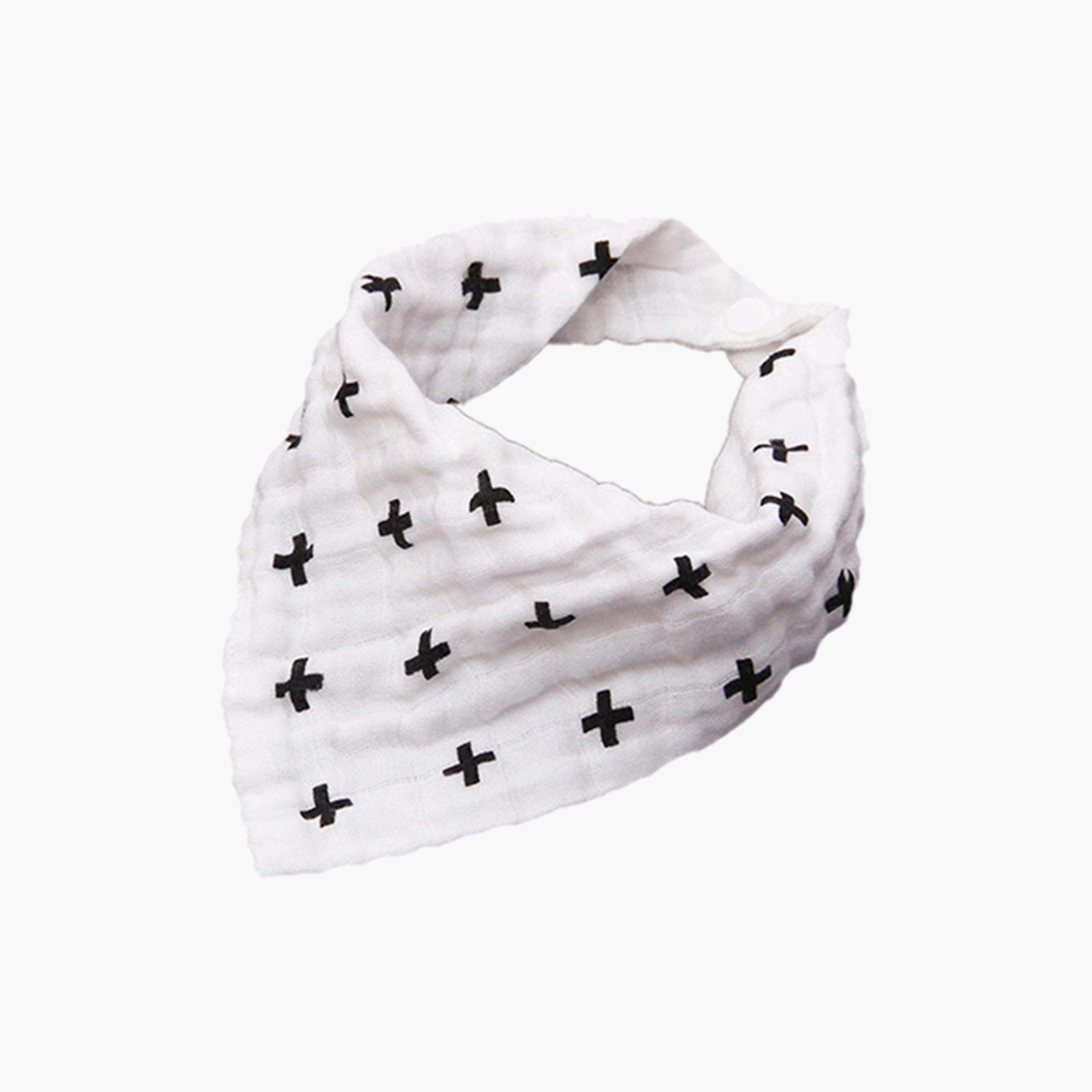 Muslin Bandana Bibs - Set Of 3 - Black & White-baby-feeding-bibs-image-4