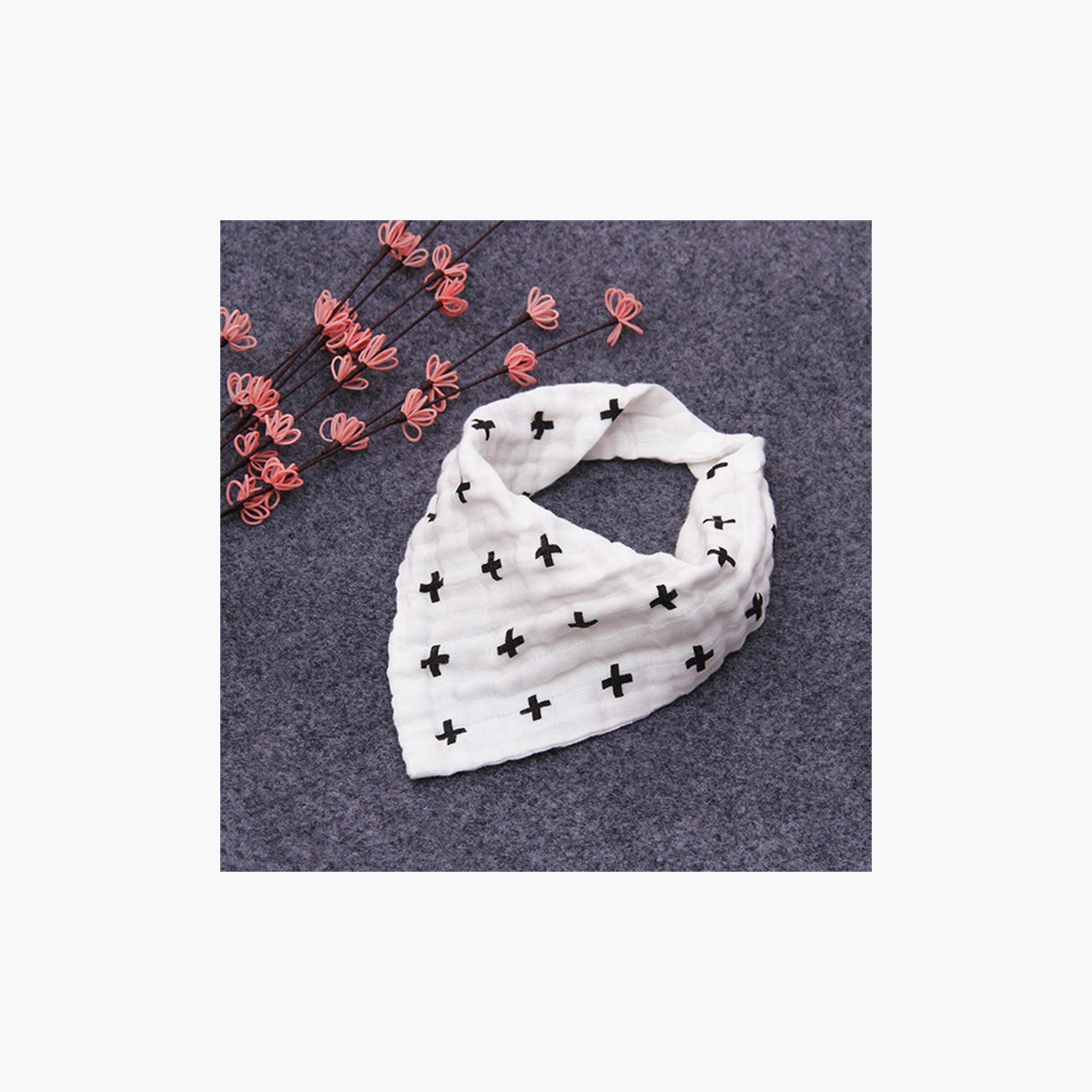 Muslin Bandana Bibs - Set Of 3 - Black & White-baby-feeding-bibs-image-5