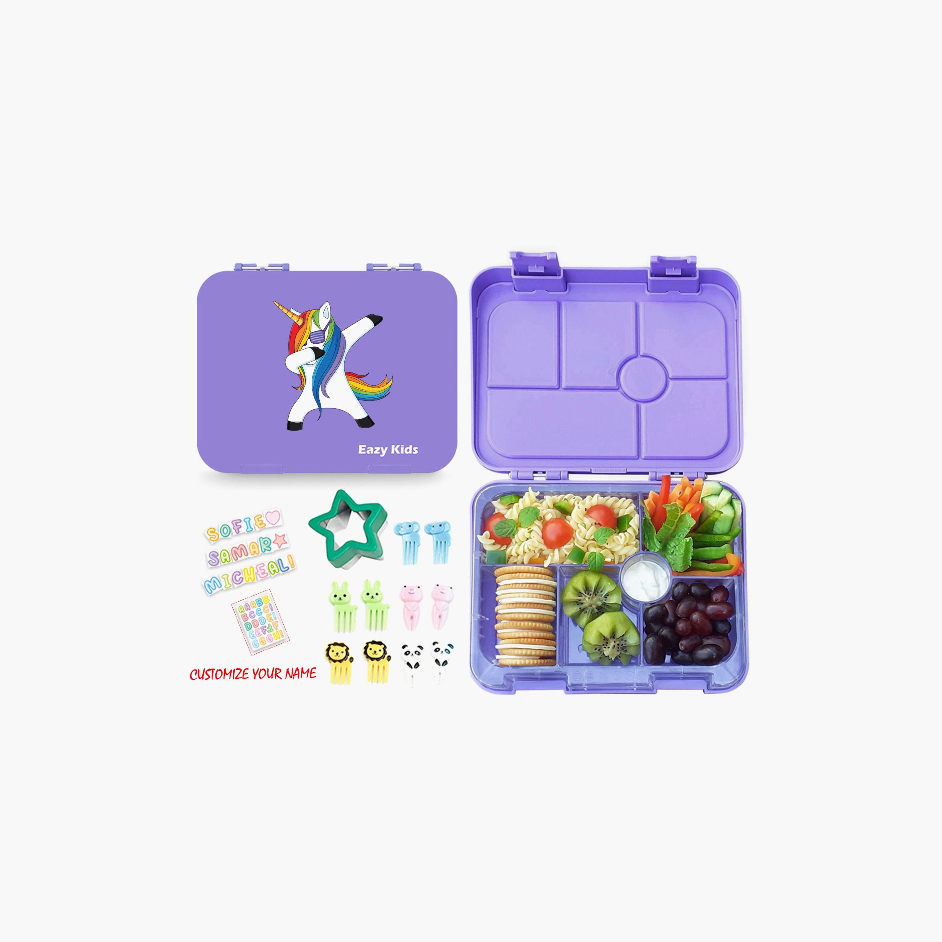 Eazy Kids 6 Compartment Bento Lunch Box - Unicorn Purple-school-lunchessentials-lunchboxes-image-1