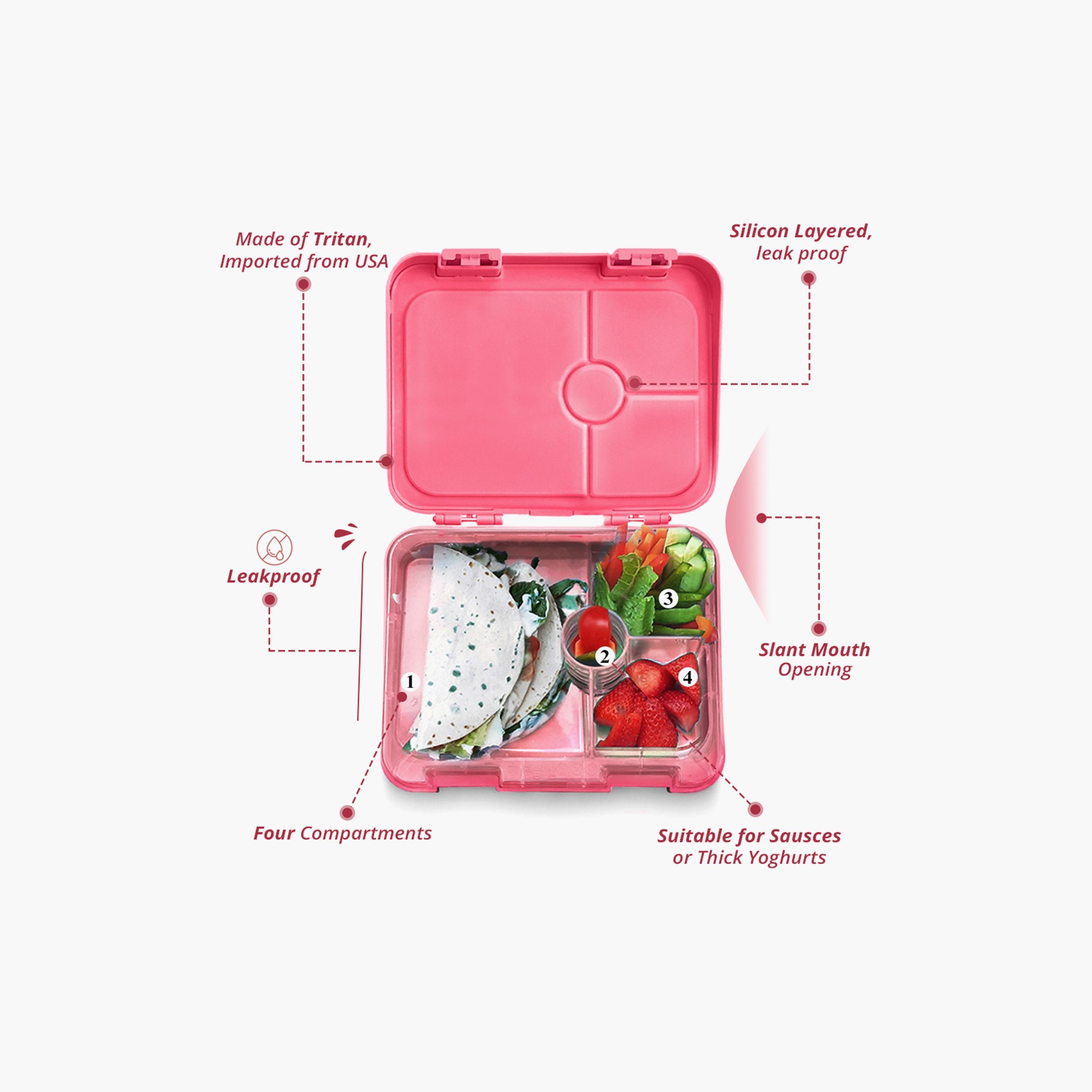 Eazy Kids 4 Compartment Bento Lunch Box - Unicorn Pink-school-lunchessentials-lunchboxes-image-2