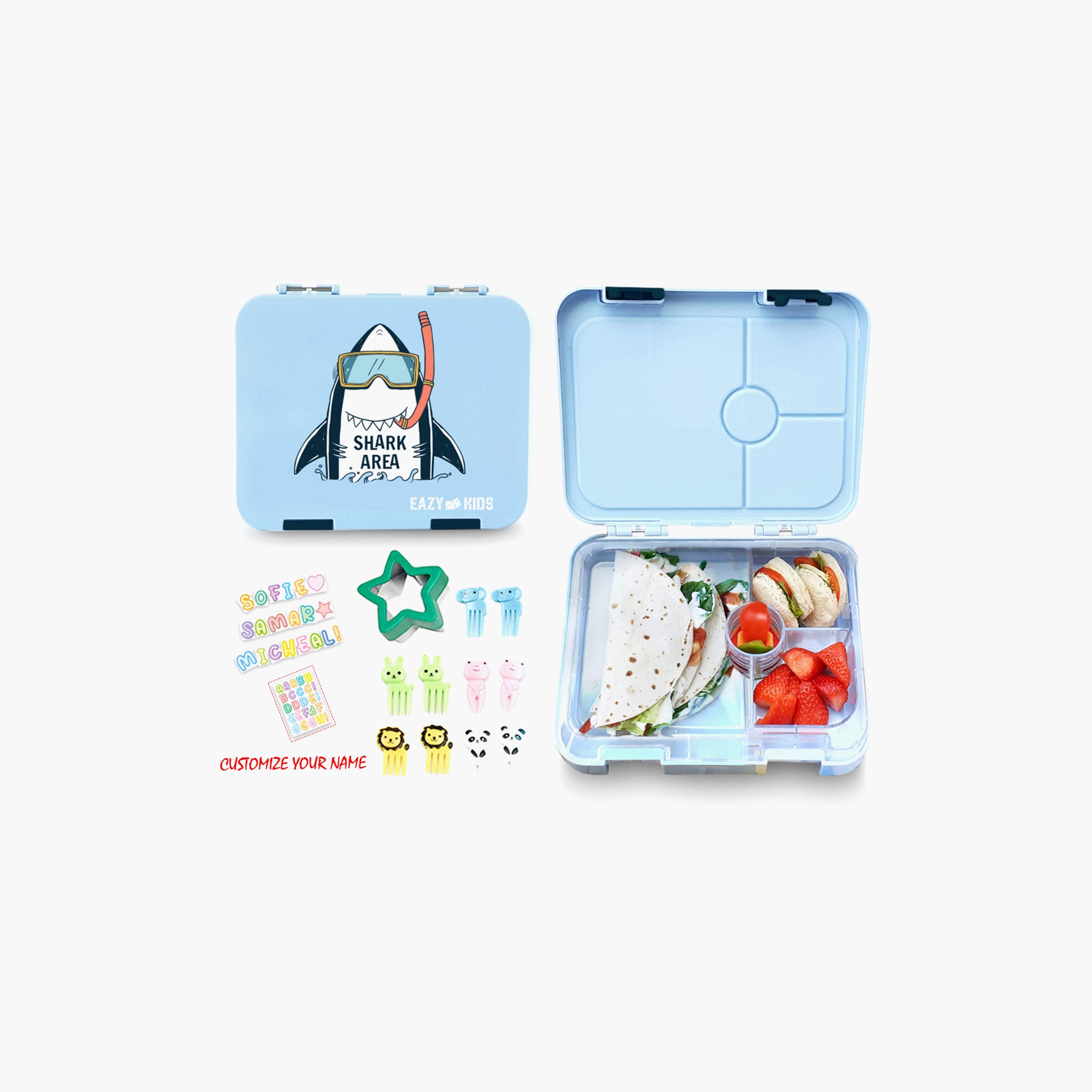 Eazy Kids 4 Compartment Bento Lunch Box - Shark Blue-school-lunchessentials-lunchboxes-image-1