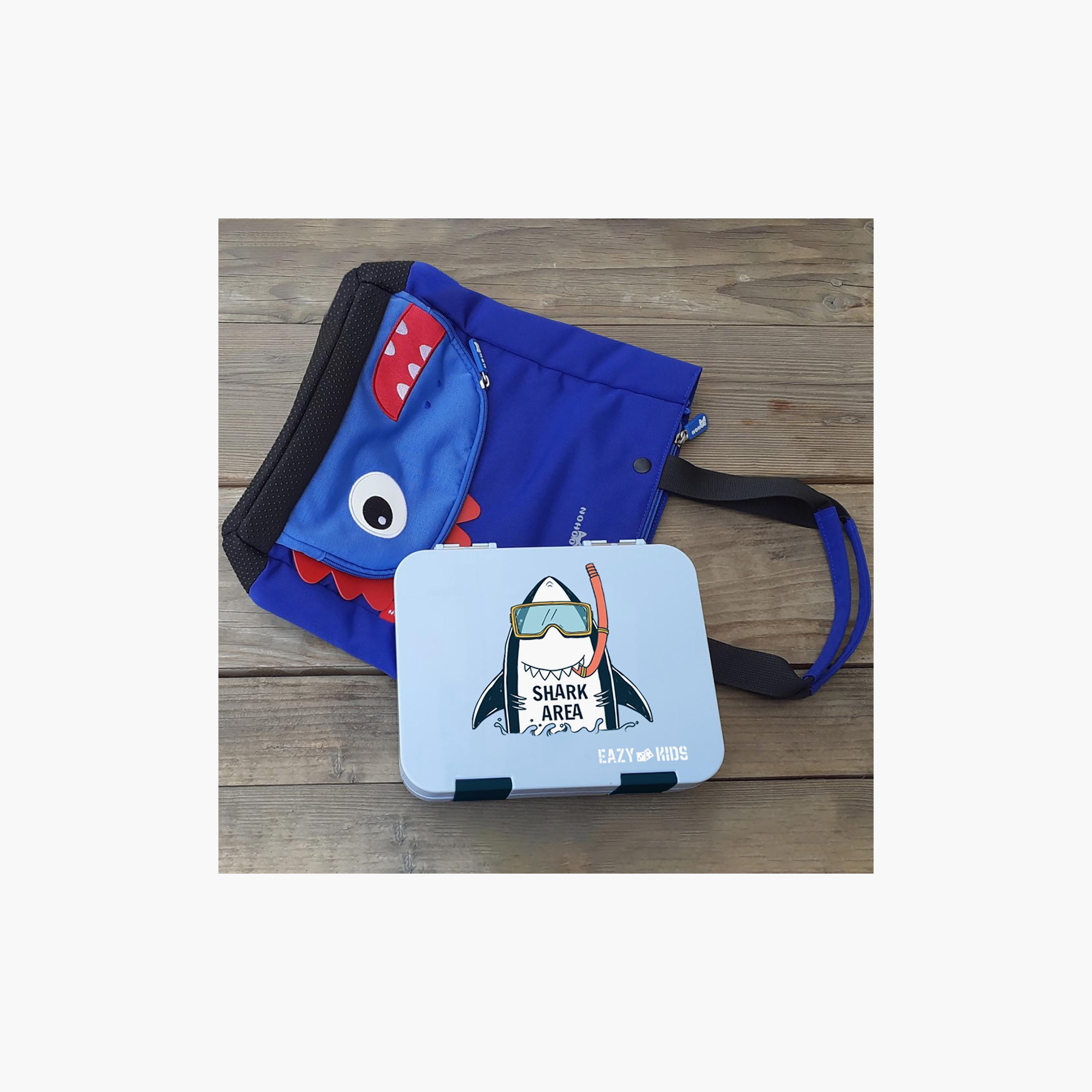 Eazy Kids 4 Compartment Bento Lunch Box - Shark Blue-school-lunchessentials-lunchboxes-image-5