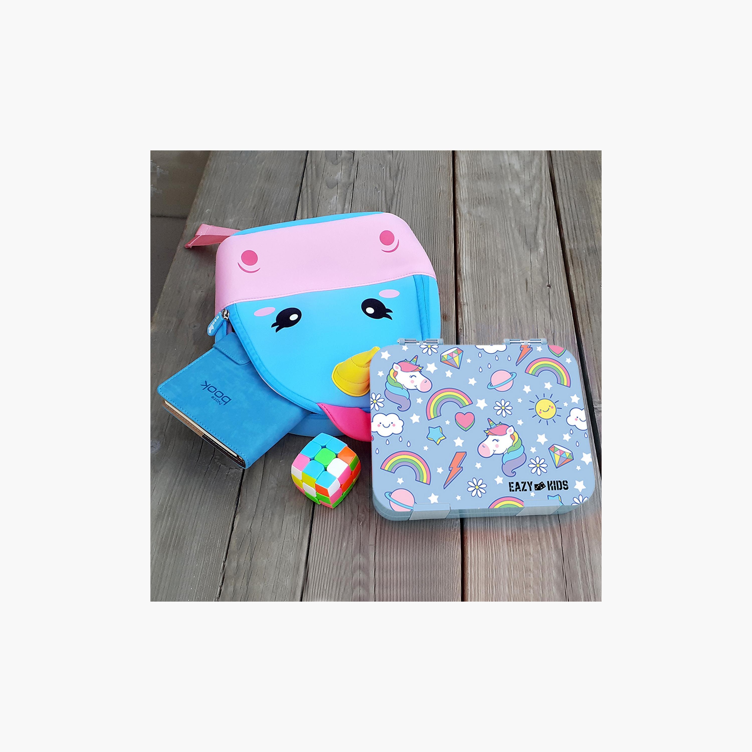Eazy Kids 4 Compartment Bento Lunch Box - Unicorn Blue-school-lunchessentials-lunchboxes-image-3