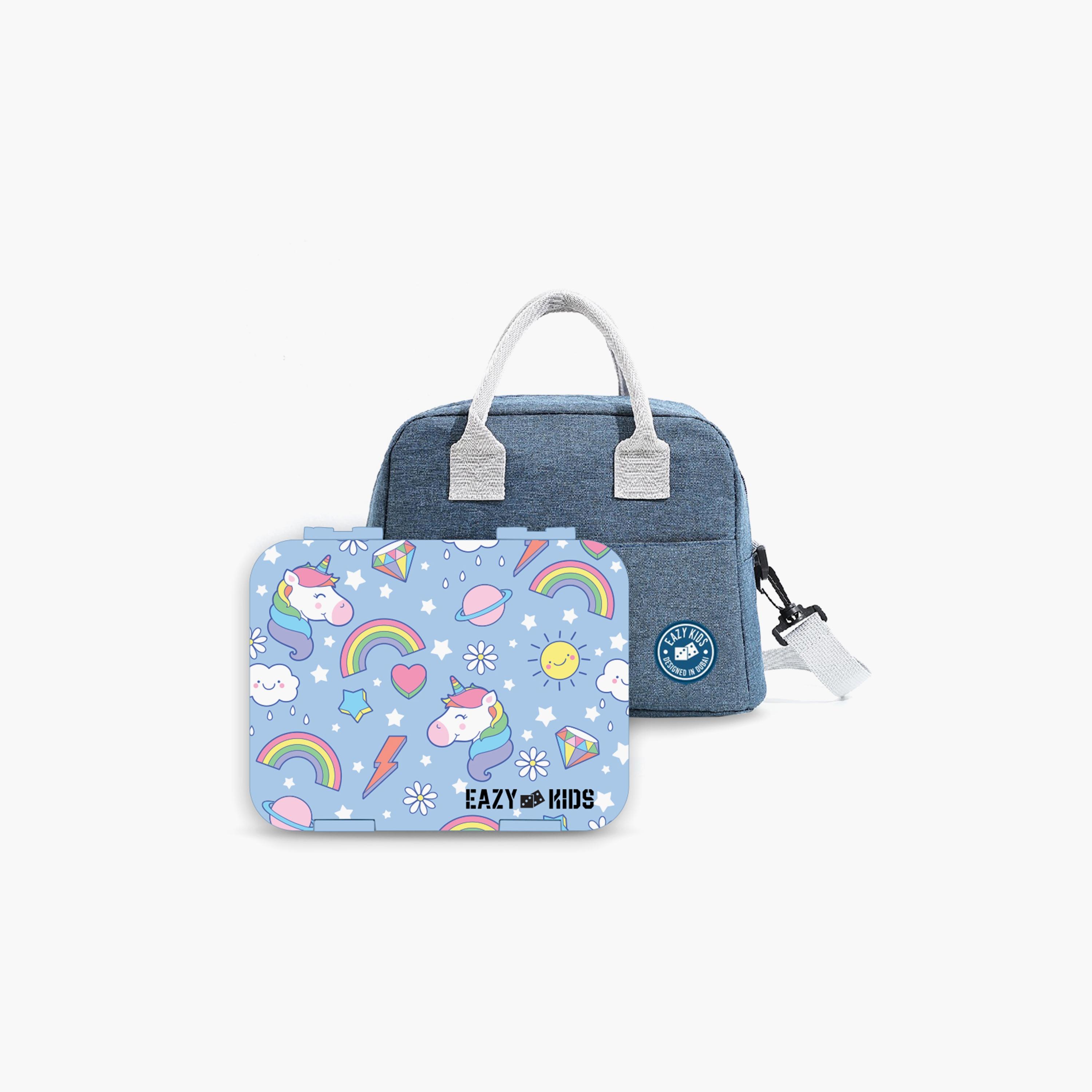 Eazy Kids 4 Compartment Bento Lunch Box - Unicorn Blue-school-lunchessentials-lunchboxes-image-4