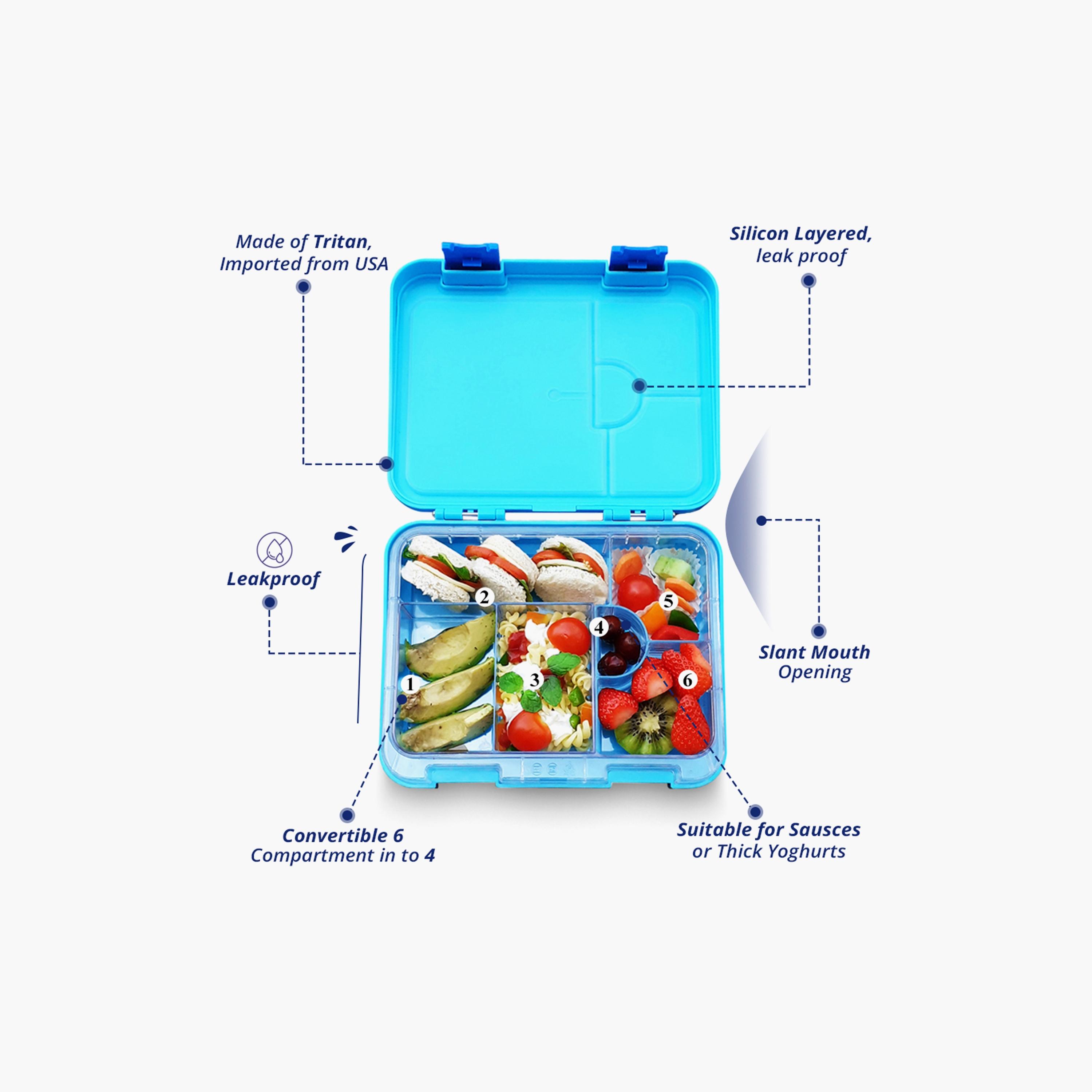 Eazy Kids Jawsome Print Convertible Bento Lunch Box - Blue-school-lunchessentials-lunchboxes-image-3