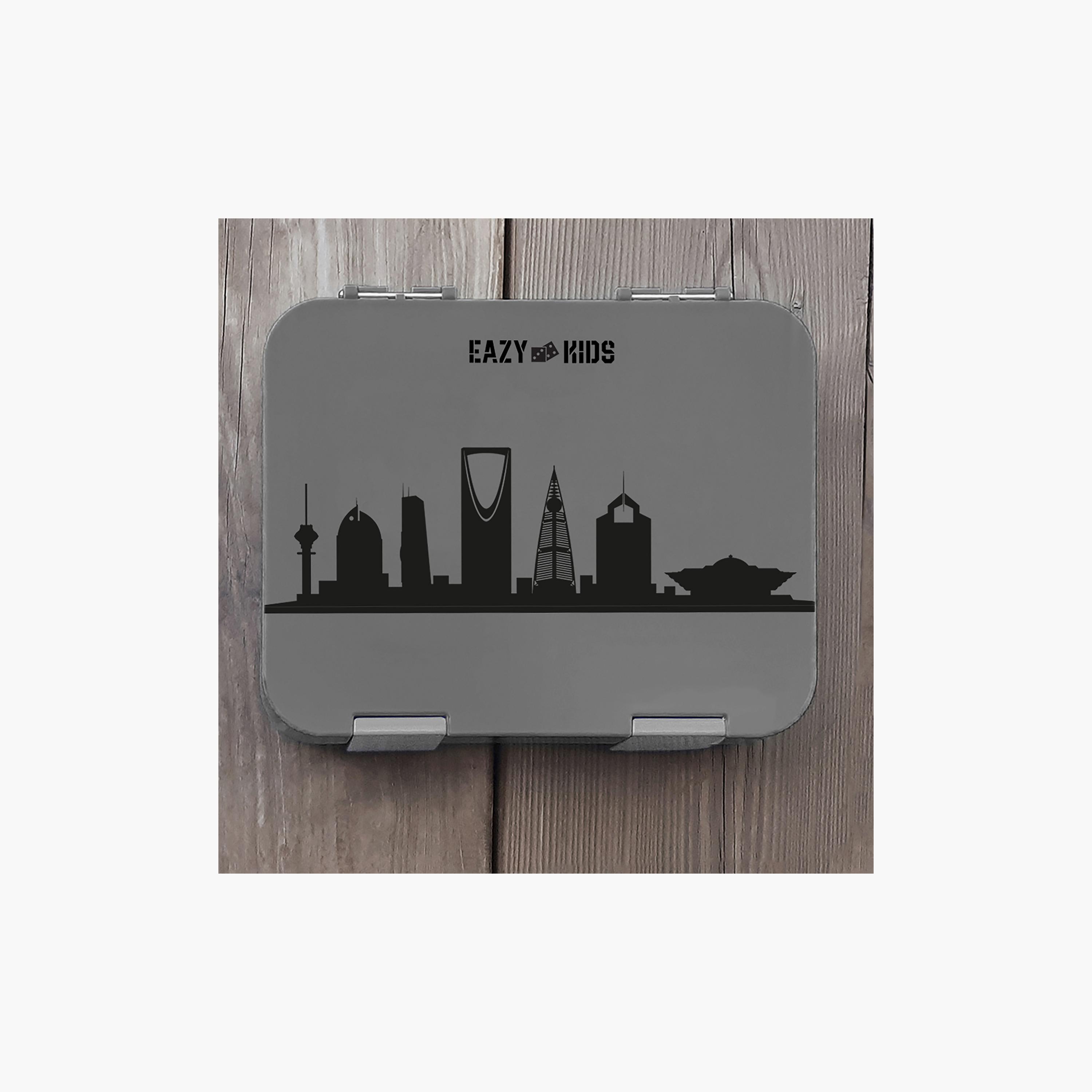 Eazy Kids 4 Compartment Bento Lunch Box-Skyline Saudi Grey-school-lunchessentials-lunchboxes-image-3
