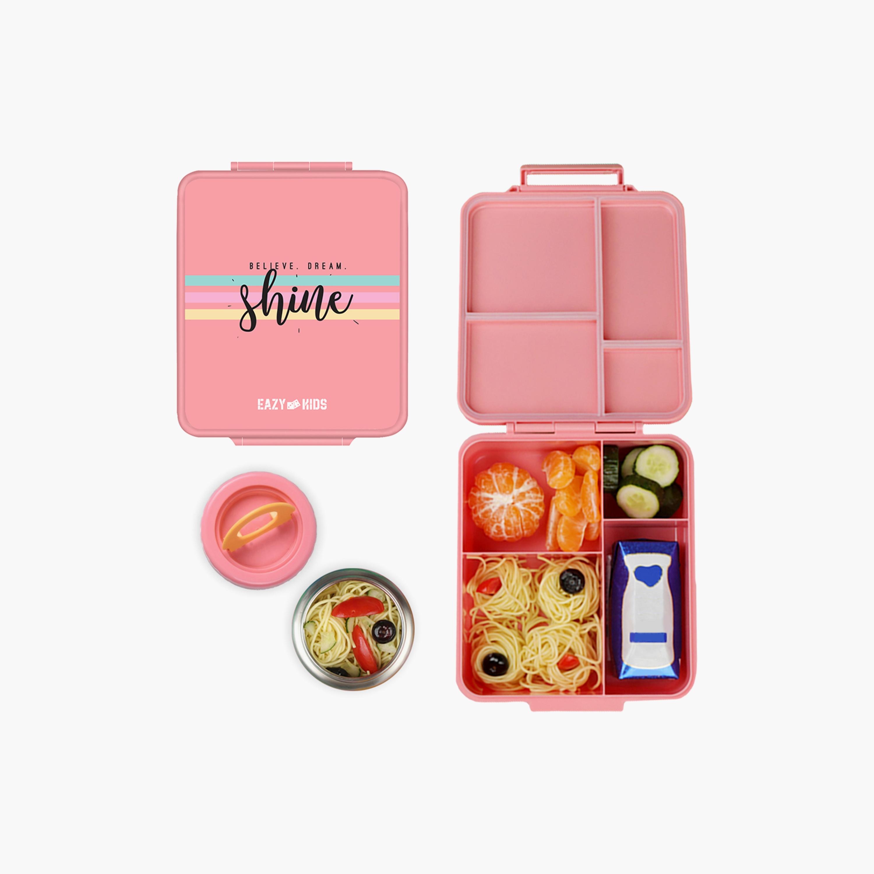 Eazy Kids Jumbo Bento Lunch Box W/T Insulated Jar - Pink-school-lunchessentials-lunchboxes-image-1