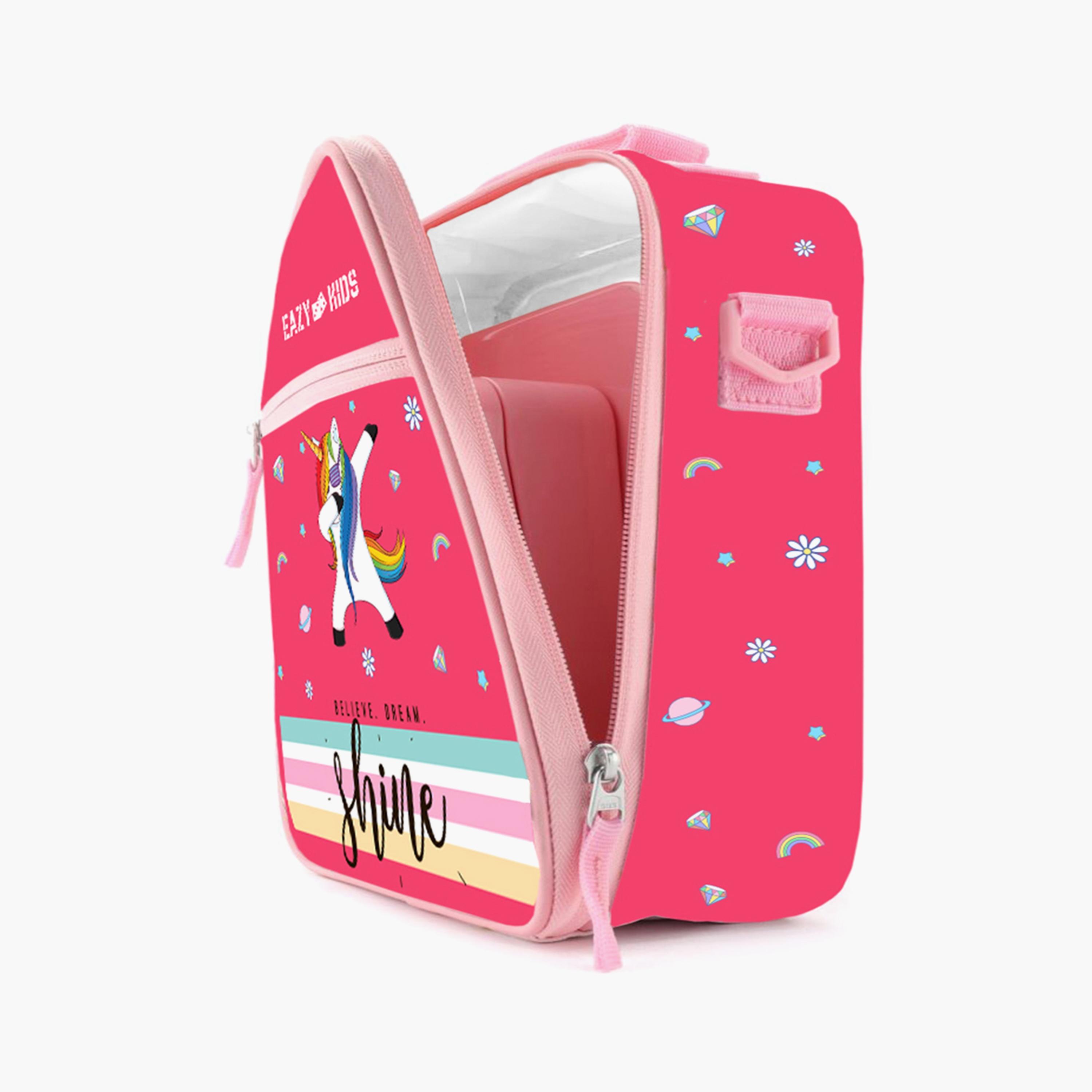 حقيبة غداء بينتو من إيزي كيدز - وحيد القرن - وردي-school-lunchessentials-lunchbags-image-1
