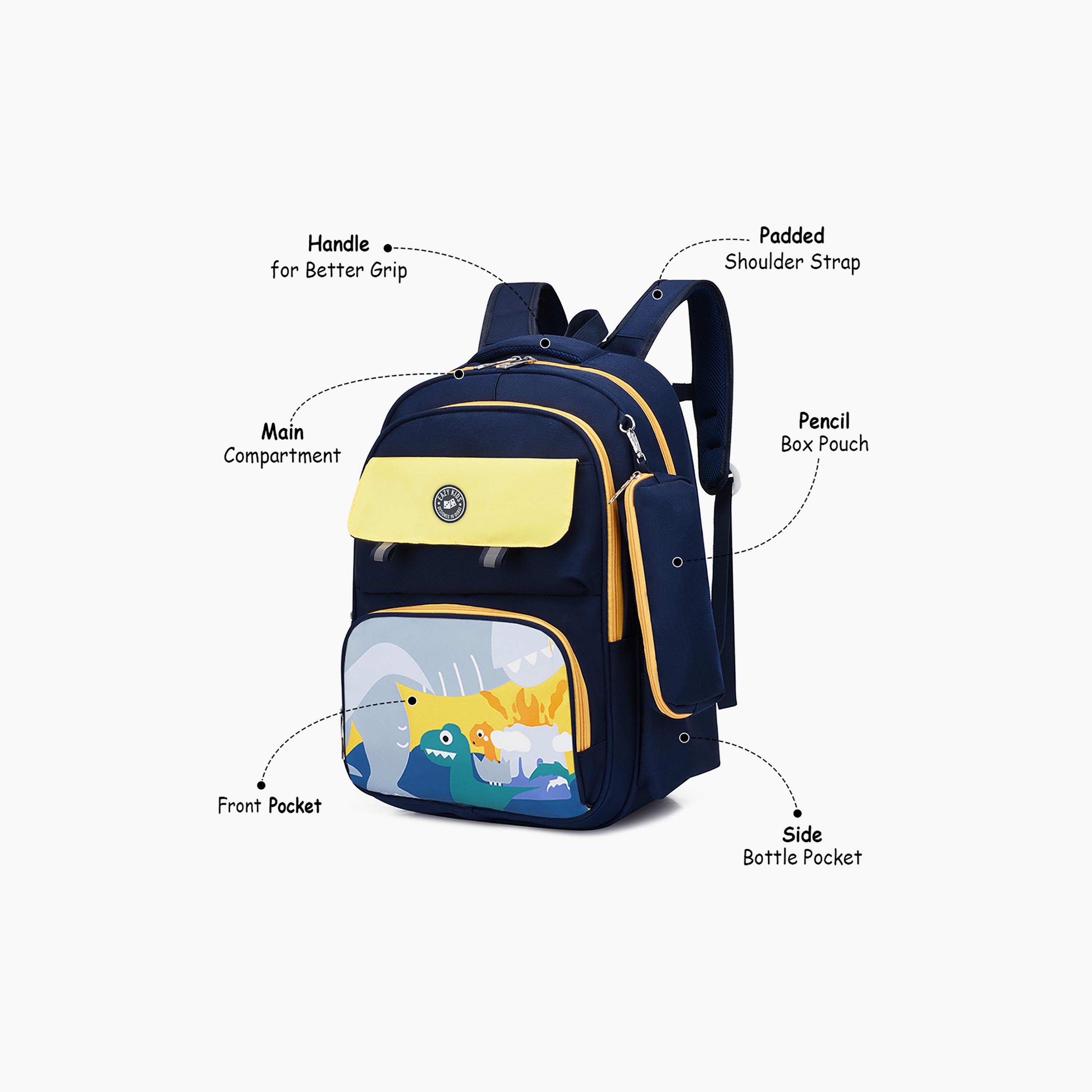 Eazy Kids School Bag Dino W/T Pencil Case - Blue-school-bagsandbackpacks-backpacks-image-2