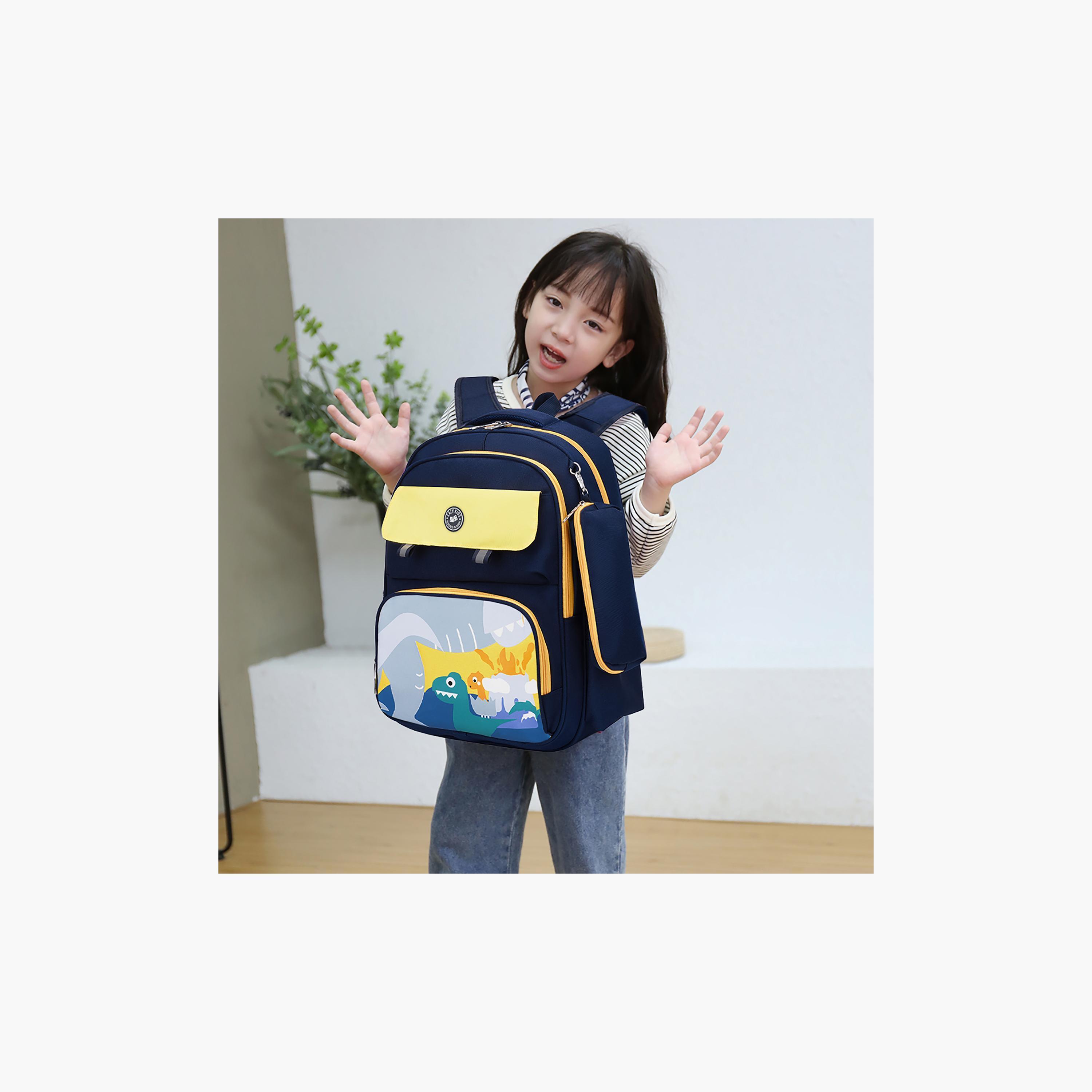 Eazy Kids School Bag Dino W/T Pencil Case - Blue-school-bagsandbackpacks-backpacks-image-5