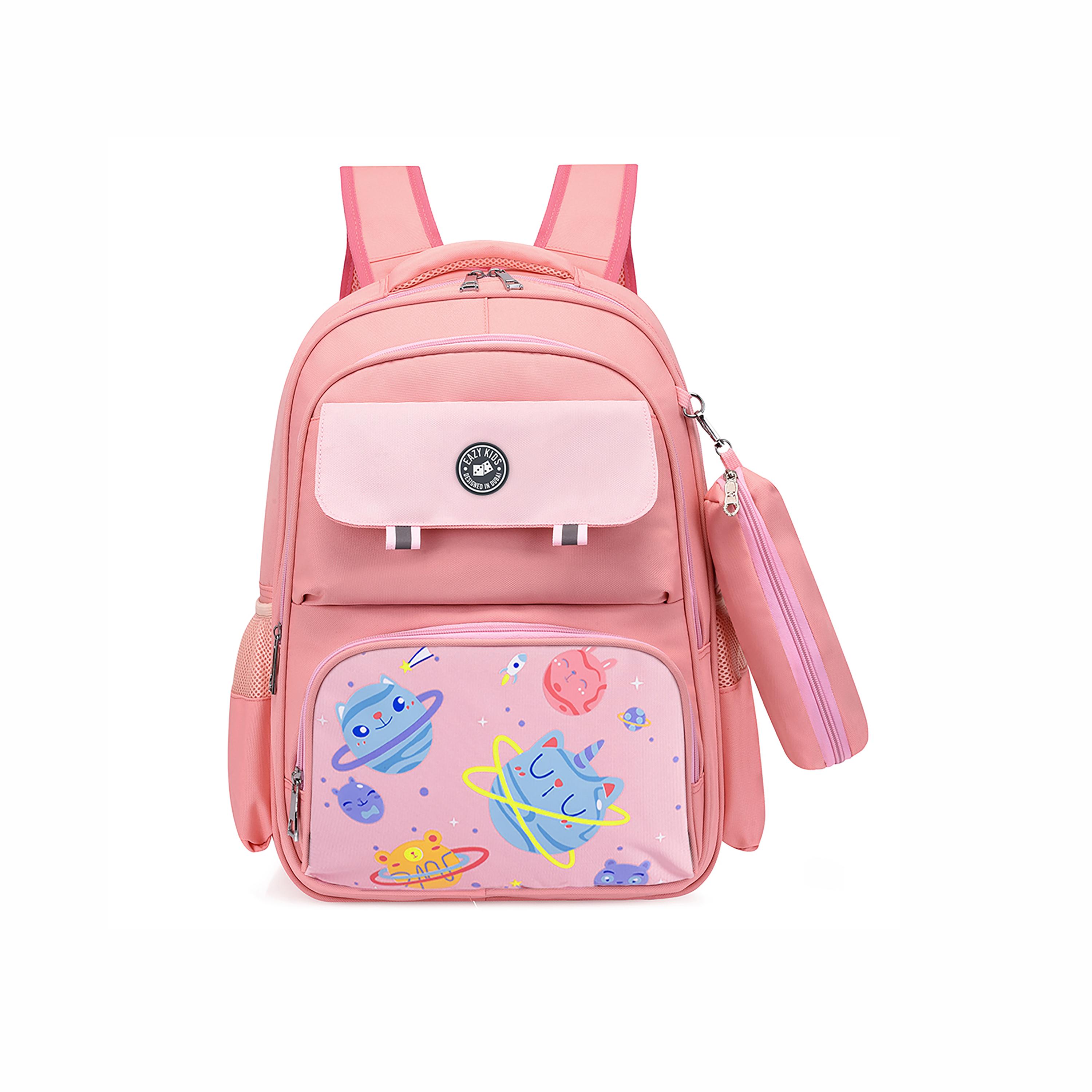 Eazy Kids Unicorn Planet School Bag W/T Pencil Case - Pink-school-bagsandbackpacks-backpacks-image-1