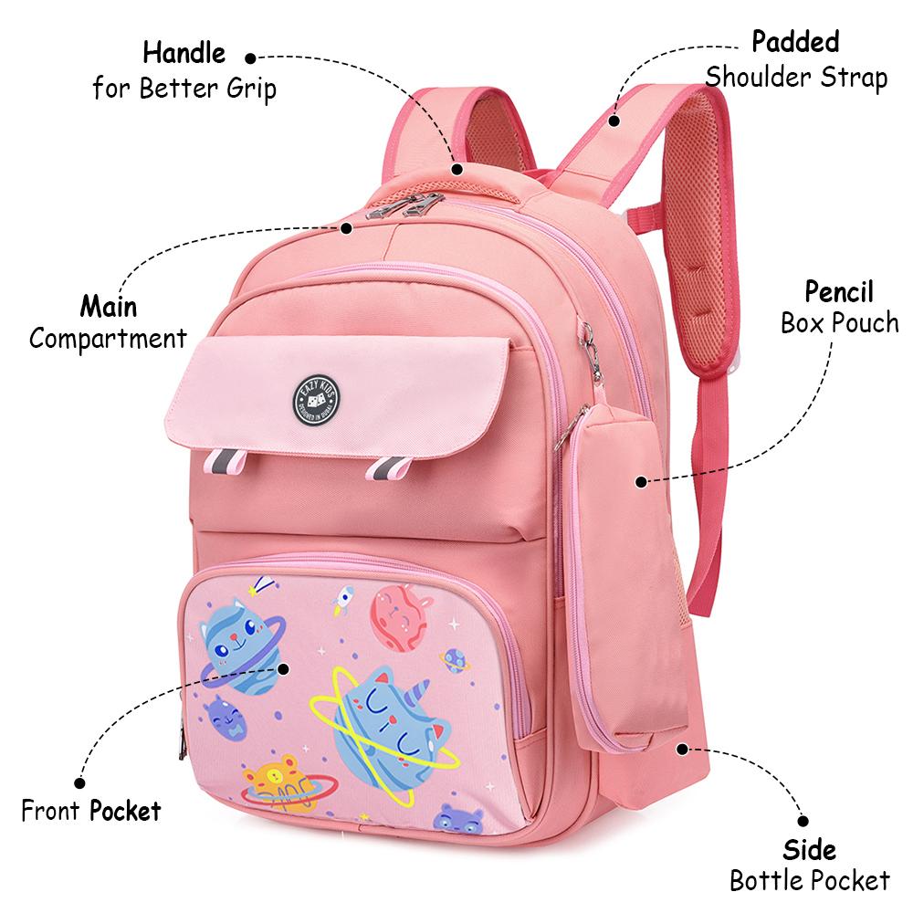 Eazy Kids Unicorn Planet School Bag W/T Pencil Case - Pink-school-bagsandbackpacks-backpacks-image-2