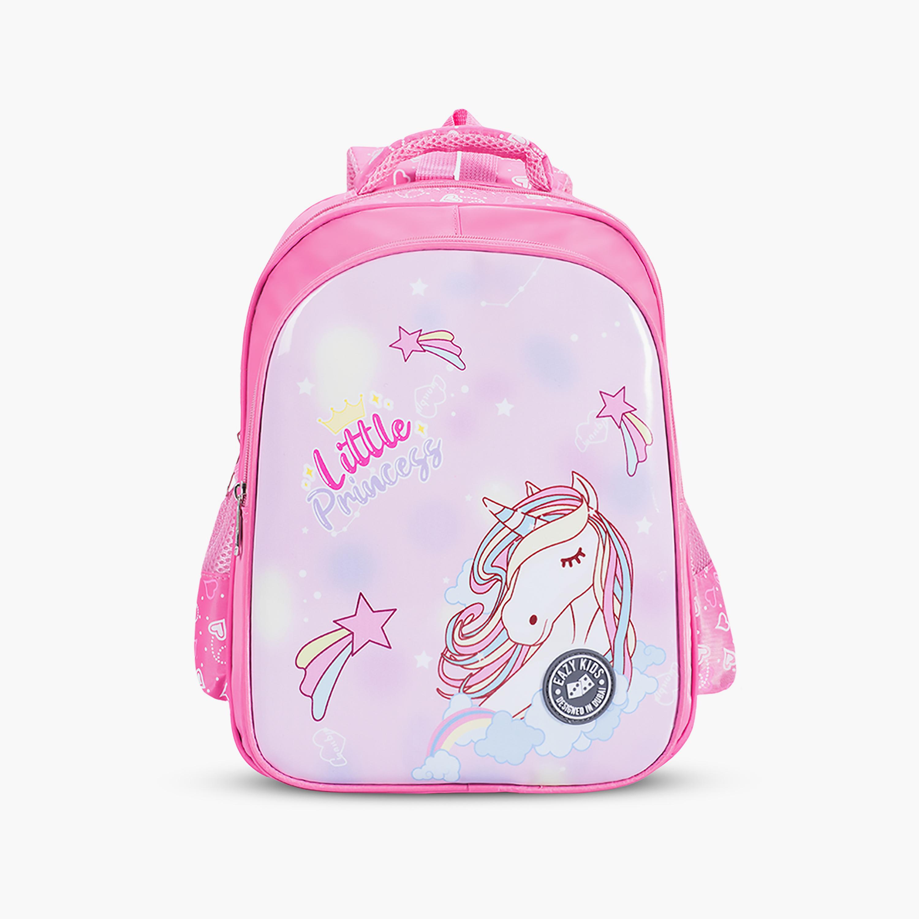 Eazy Kids Princess Unicorn School Bag - Pink-school-bagsandbackpacks-backpacks-image-1