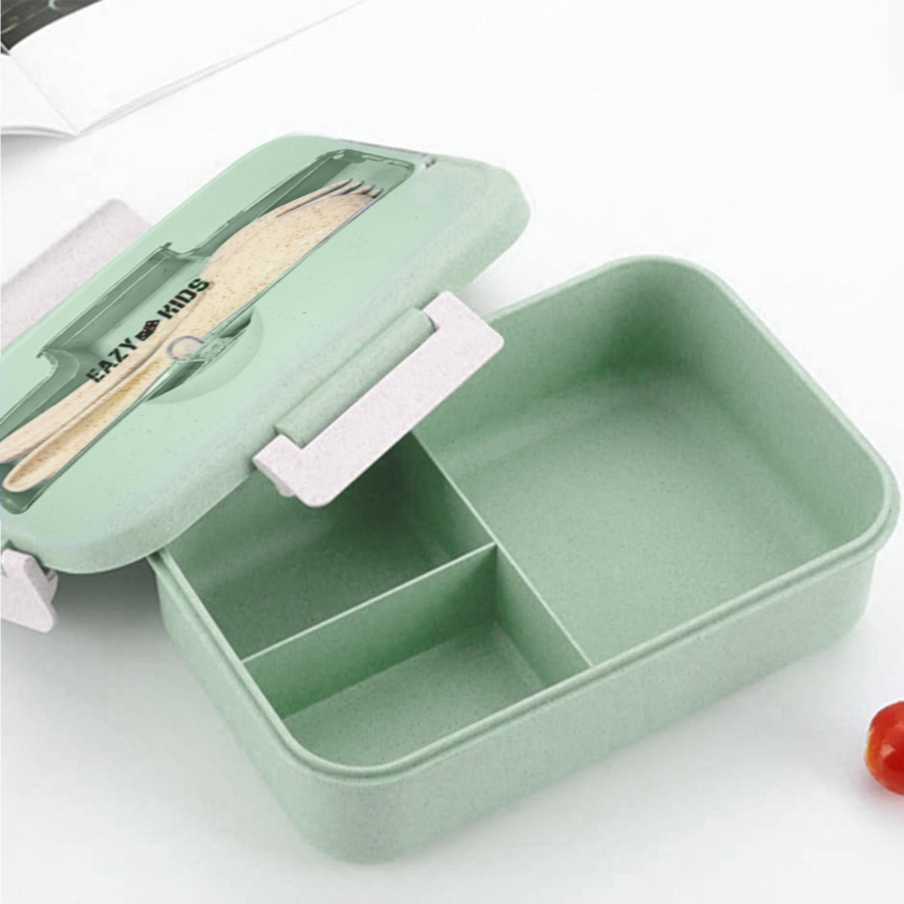 صندوق غداء بينتو من قش القمح إيكو مضاد للتسريب من إيزي كيدز - أخضر-school-lunchessentials-lunchboxes-image-2