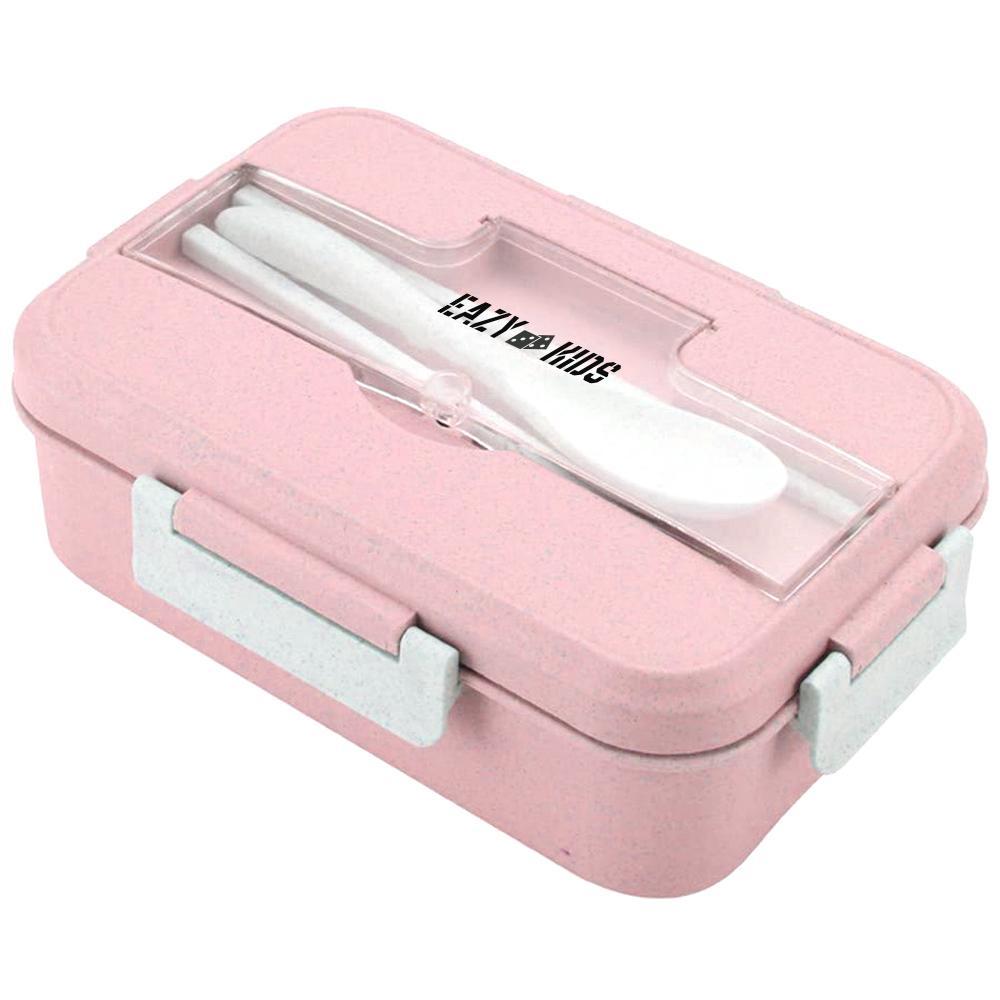 Eazy Kids Wheat Straw Leakproof Eco Bento Lunch Box - Pink (1000 ML)-school-lunchessentials-lunchboxes-image-1