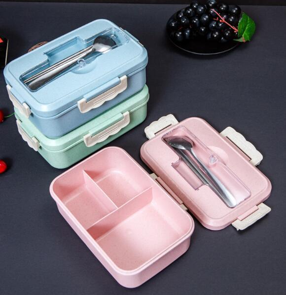 Eazy Kids Wheat Straw Leakproof Eco Bento Lunch Box - Pink (1000 ML)-school-lunchessentials-lunchboxes-image-10