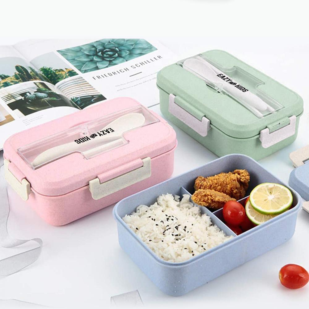 Eazy Kids Wheat Straw Leakproof Eco Bento Lunch Box - Pink (1000 ML)-school-lunchessentials-lunchboxes-image-2