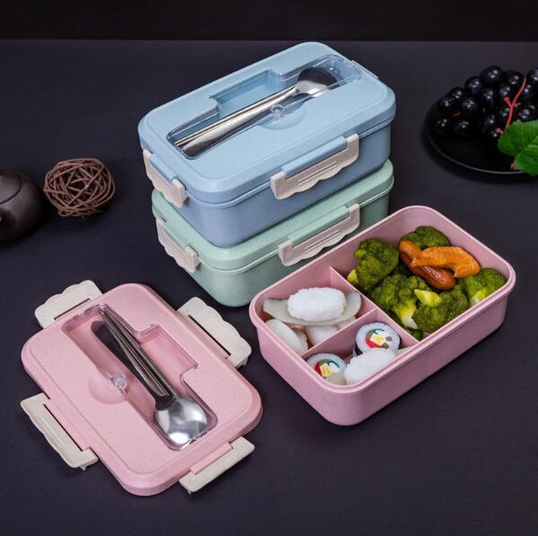 Eazy Kids Wheat Straw Leakproof Eco Bento Lunch Box - Pink (1000 ML)-school-lunchessentials-lunchboxes-image-3