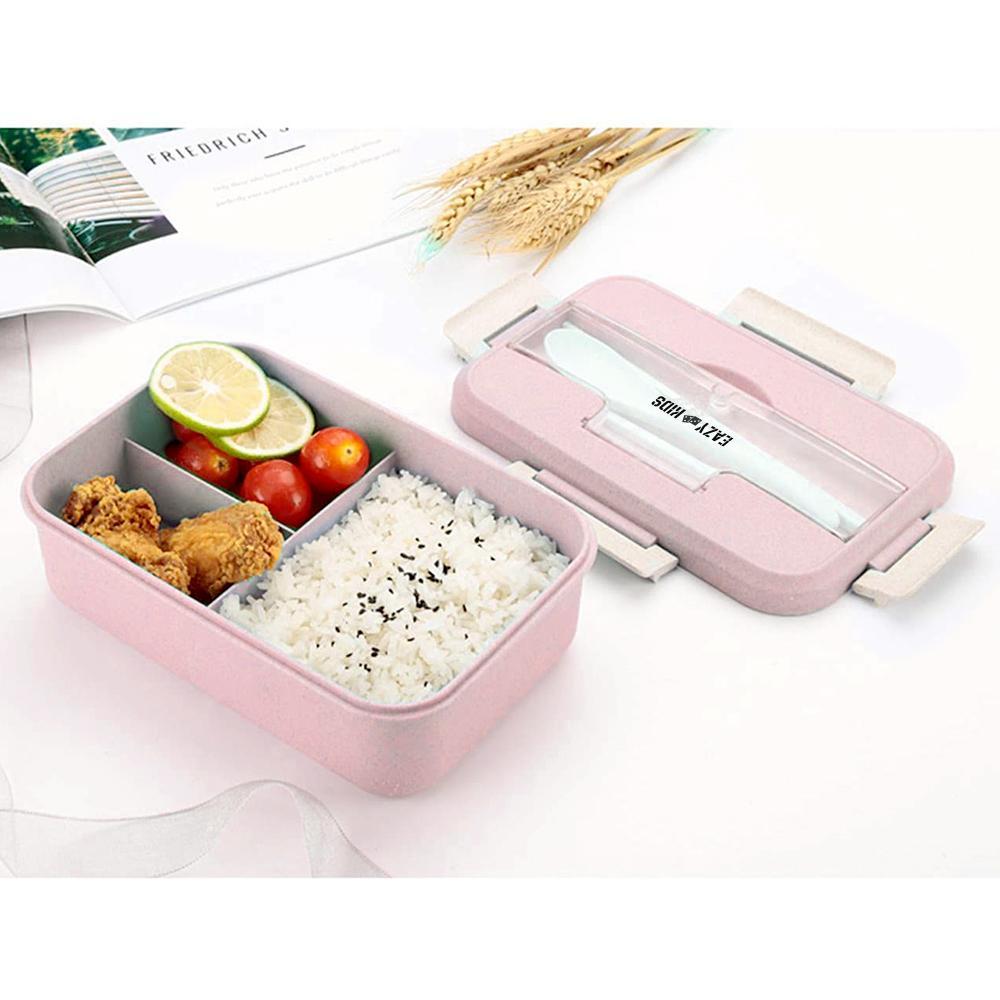 Eazy Kids Wheat Straw Leakproof Eco Bento Lunch Box - Pink (1000 ML)-school-lunchessentials-lunchboxes-image-6