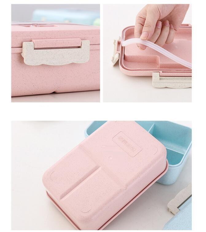 Eazy Kids Wheat Straw Leakproof Eco Bento Lunch Box - Pink (1000 ML)-school-lunchessentials-lunchboxes-image-8