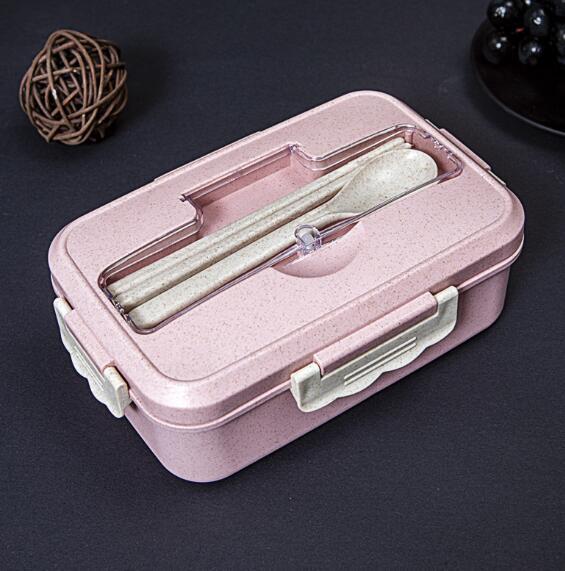 Eazy Kids Wheat Straw Leakproof Eco Bento Lunch Box - Pink (1000 ML)-school-lunchessentials-lunchboxes-image-9